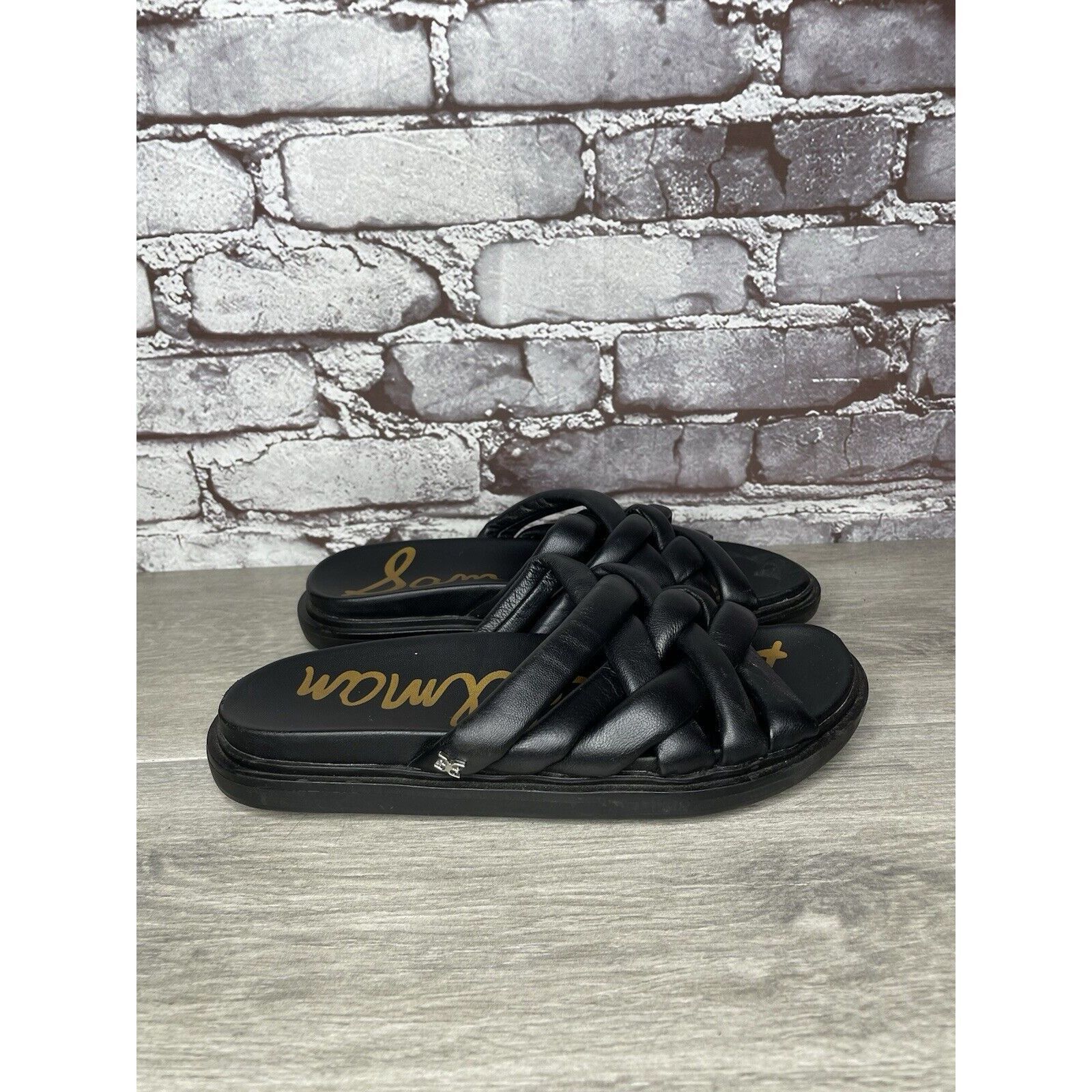 Sam Edelman Sam Edelman Vaugn Black Leather Braid Casual Slides Sandals Size US 7 / IT 37 - 18 Thumbnail