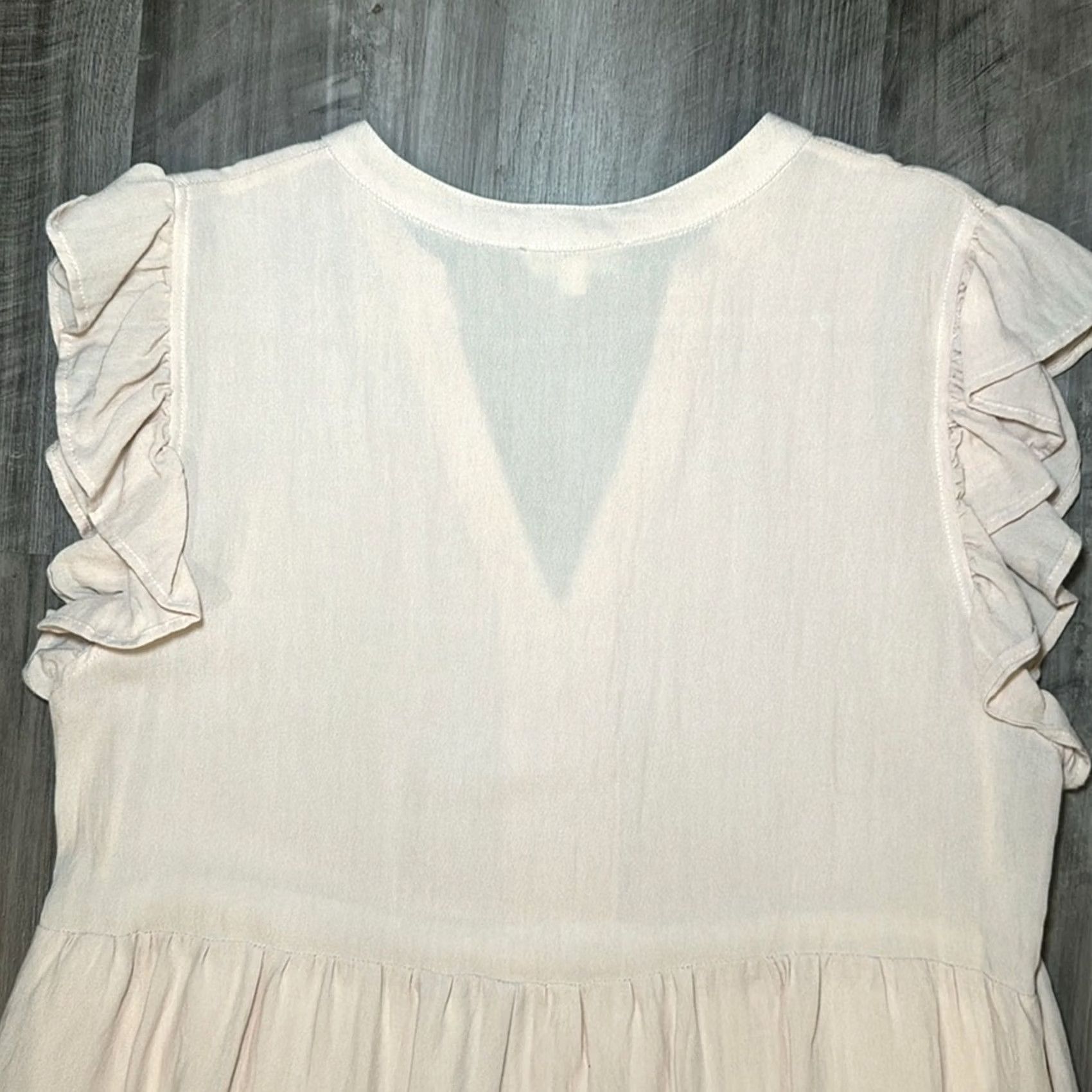 Vintage Entro Classic Tiered Sleeveless Ruffle Midi Dress Large Women Cream Midi Dress Size L / US 10 / IT 46 - 4 Thumbnail
