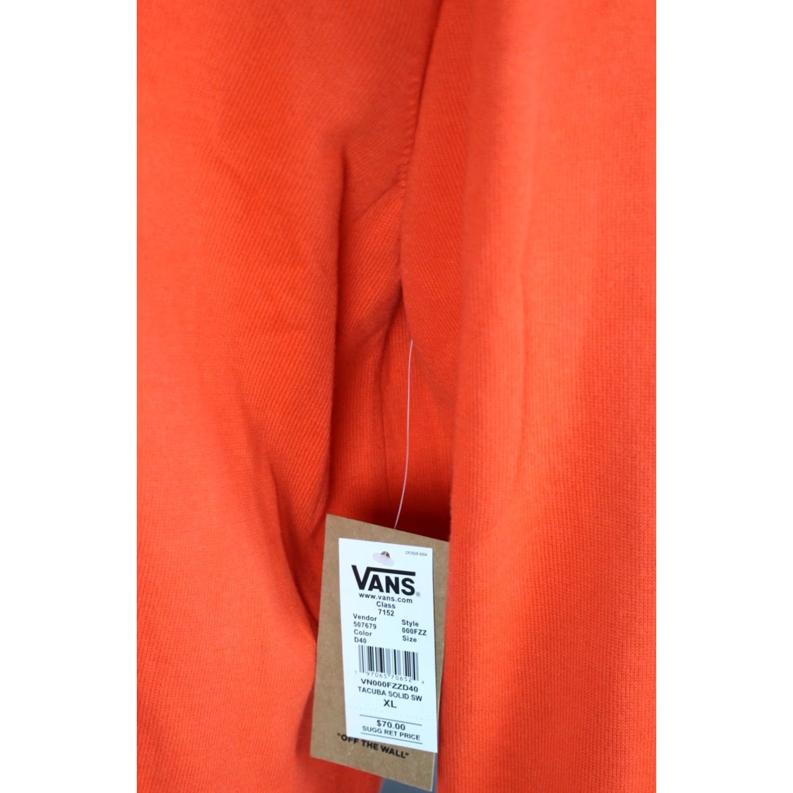 Vans Vans Men's Tacuma Sold Crew Neck Sweater XL Bright Orange Long Sleeve Size US XL / EU 56 / 4 - 4 Thumbnail