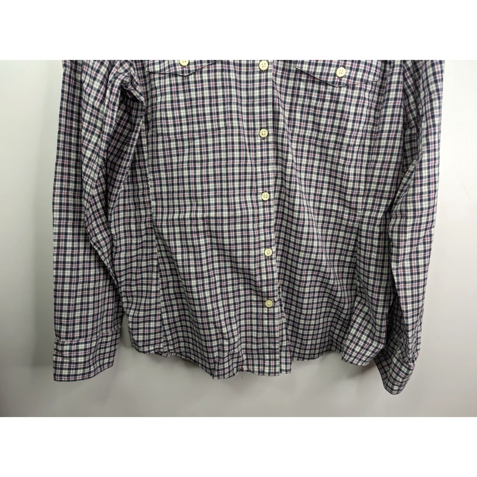 Banana Republic Banana Republic True Navy Plaid Button-Up Shirt Women XL Pockets 416018 Size XL / US 12-14 / IT 48-50 - 3 Thumbnail