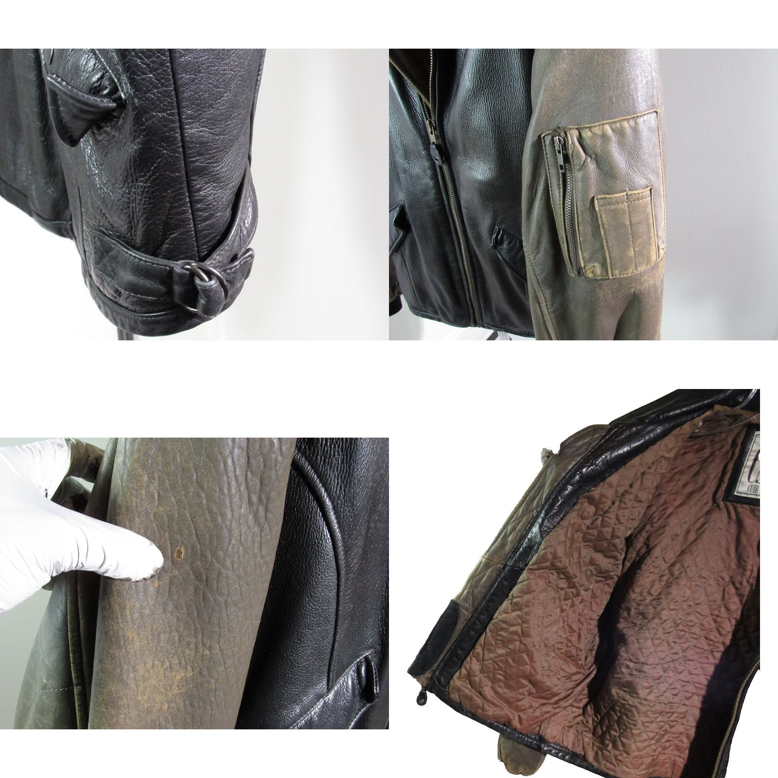 Vintage VINTAGE Cuir du Monde Leather Bomber Jacket Jacket Men L Black Brown Two-Tone 90s Full Zip Pockets Zip Included Size US L / EU 52-54 / 3 - 8 Thumbnail