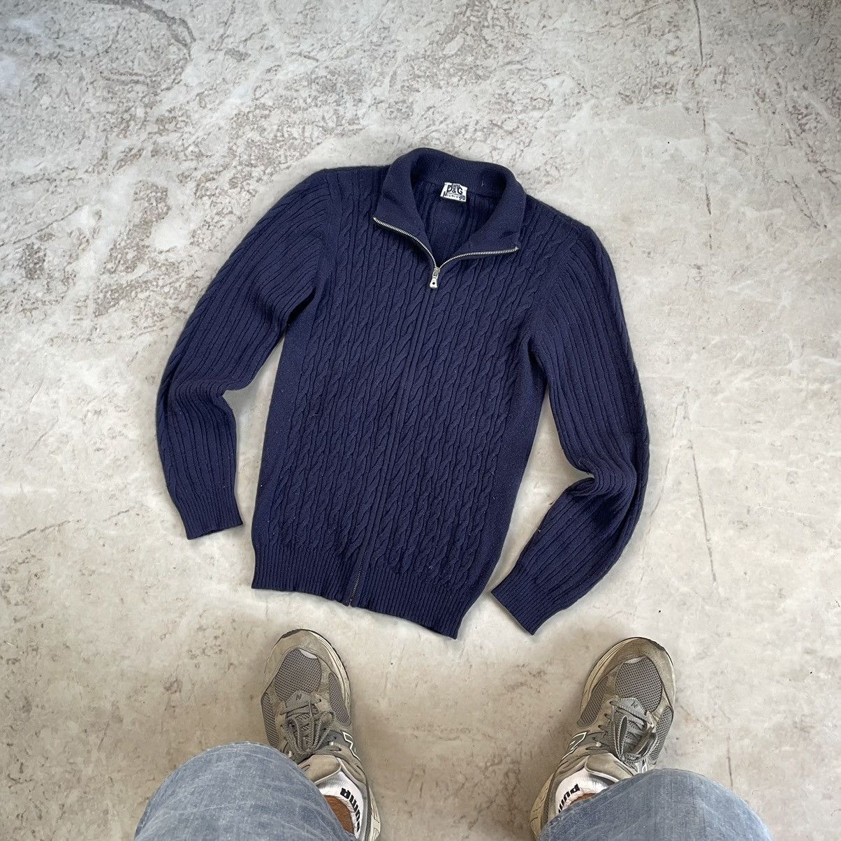 Designer × Dolce & Gabbana Dolce & Gabbana Ribbed Knit Cashmere Navy Zip Sweater Size M / US 6-8 / IT 42-44 - 1 Thumbnail