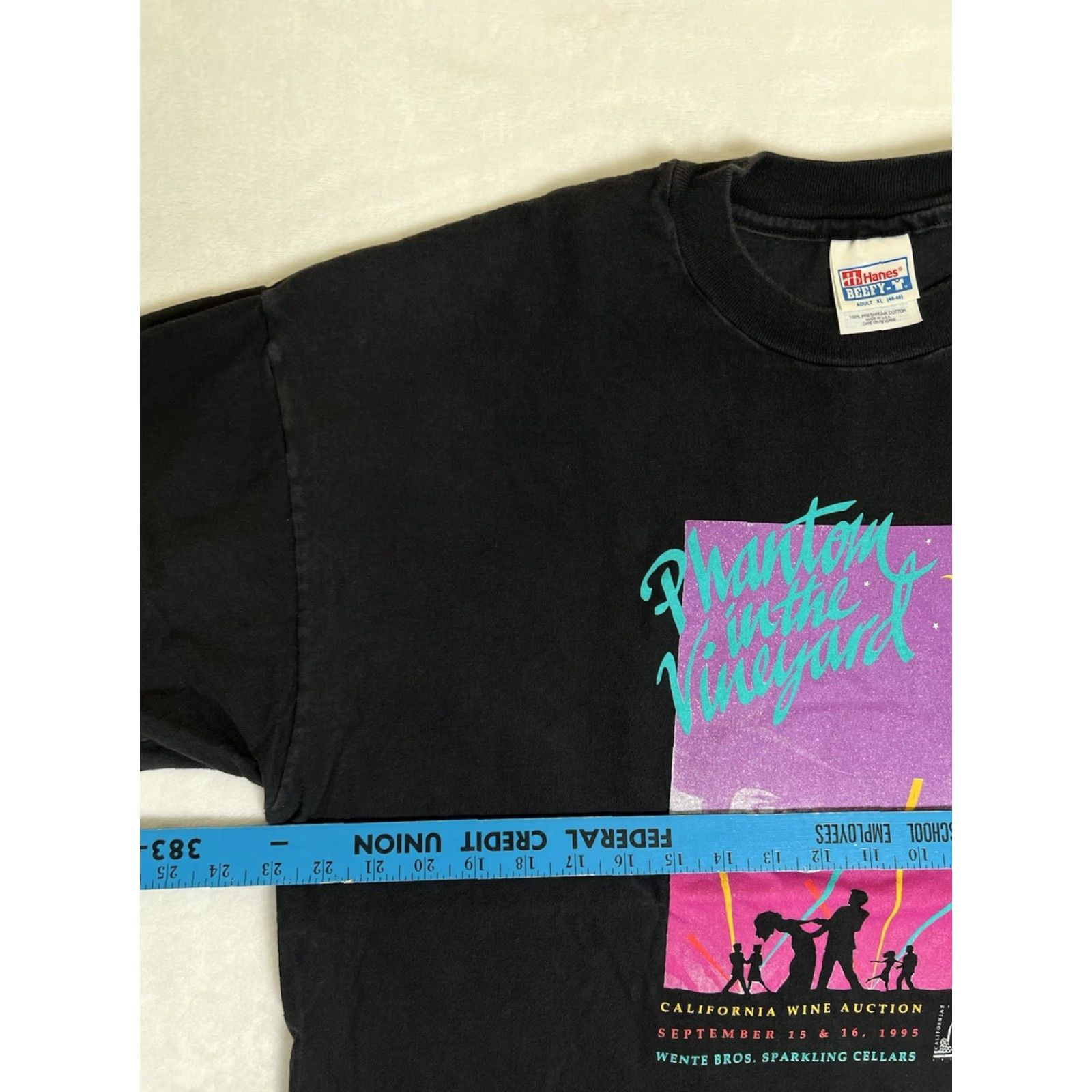 Hanes VINTAGE Hanes Phantom In The Vineyard T-Shirt XL Men Black Cotton 90s California USA Made 90s Theme Shirts Crew Neck Short Sleeve Mens Size US XL / EU 56 / 4 - 5 Thumbnail