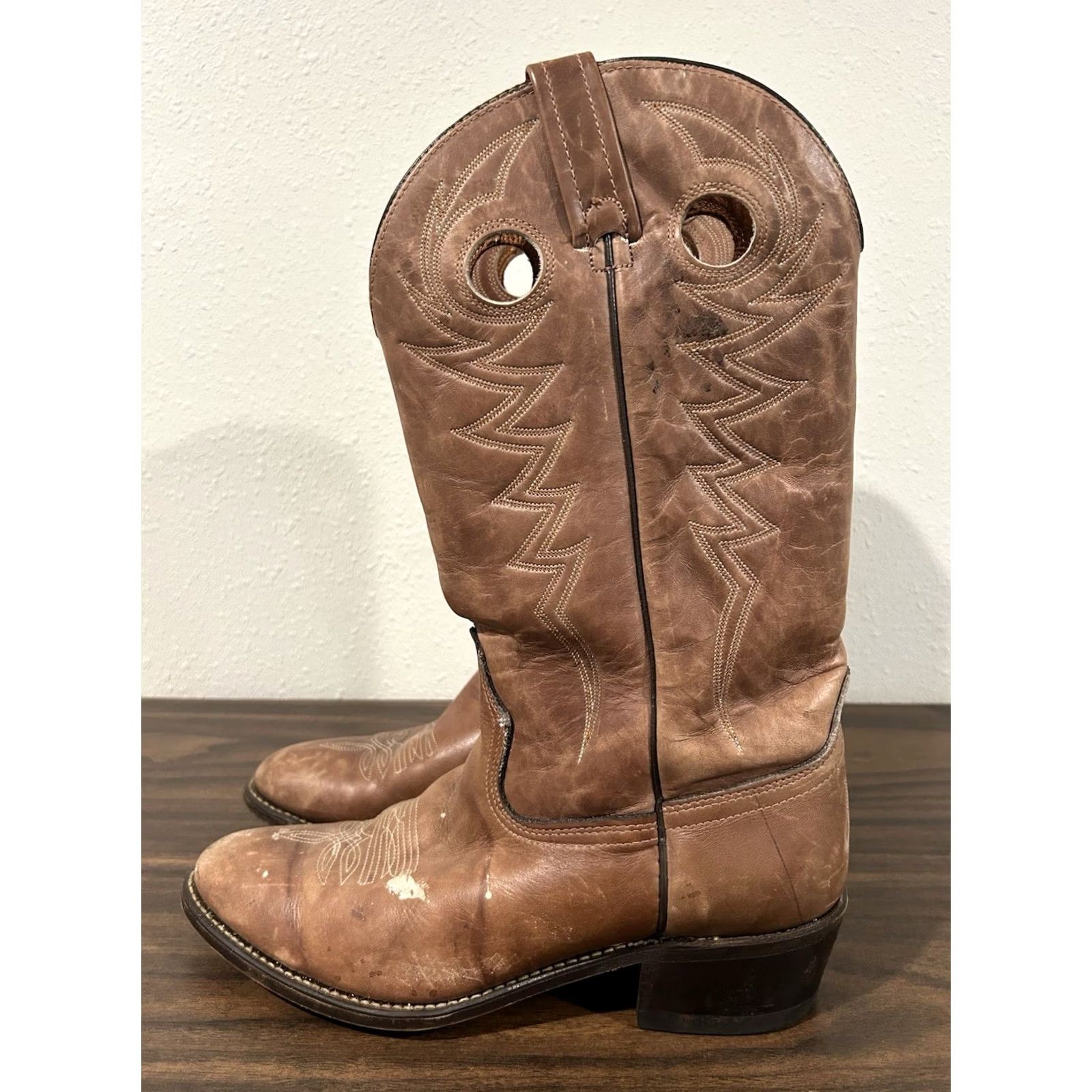 Vintage VINTAGE Acme Boots Western Boots Mens 9.5 Brown Leather Pointed Toe Pull On Cowboy USA 1983 Size US 10 / EU 43 - 6 Thumbnail