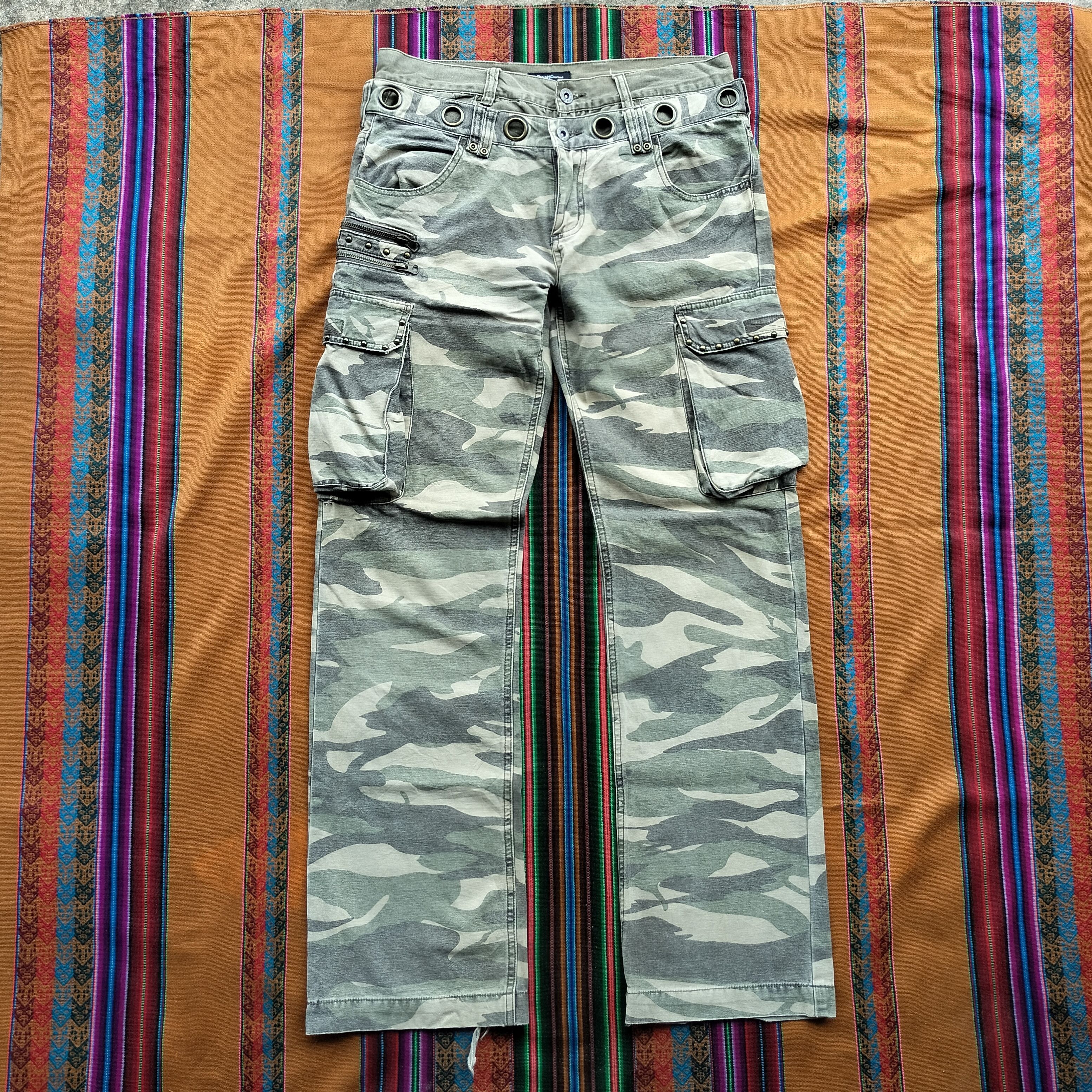 GOA double waist studded flare cargo pants Size US 31 - 1 Thumbnail