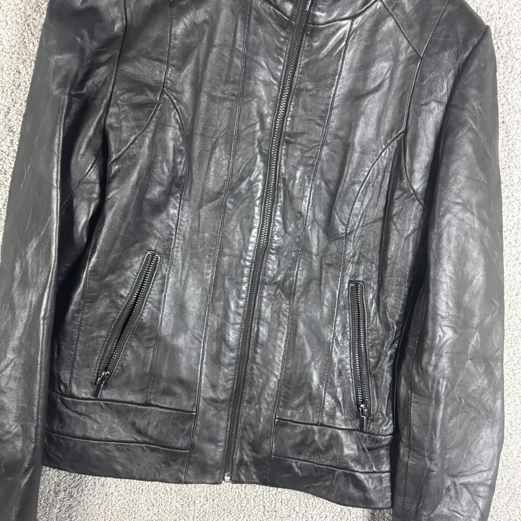 Vintage Wilsons Leather Jacket Womens Medium Black Genuine Leather Full Zip Pockets Size M / US 6-8 / IT 42-44 - 6 Thumbnail