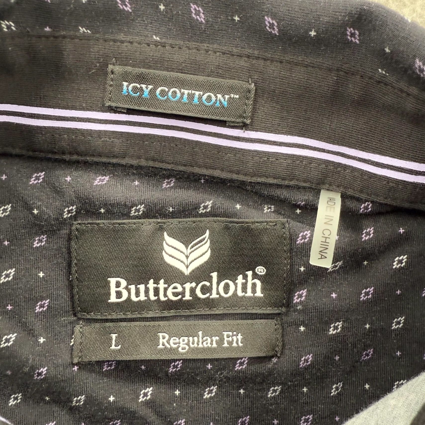 Vintage Buttercloth Shirt Mens Large Black Micro Print Icy Cotton Long Sleeve Stretch Size US L / EU 52-54 / 3 - 3 Thumbnail