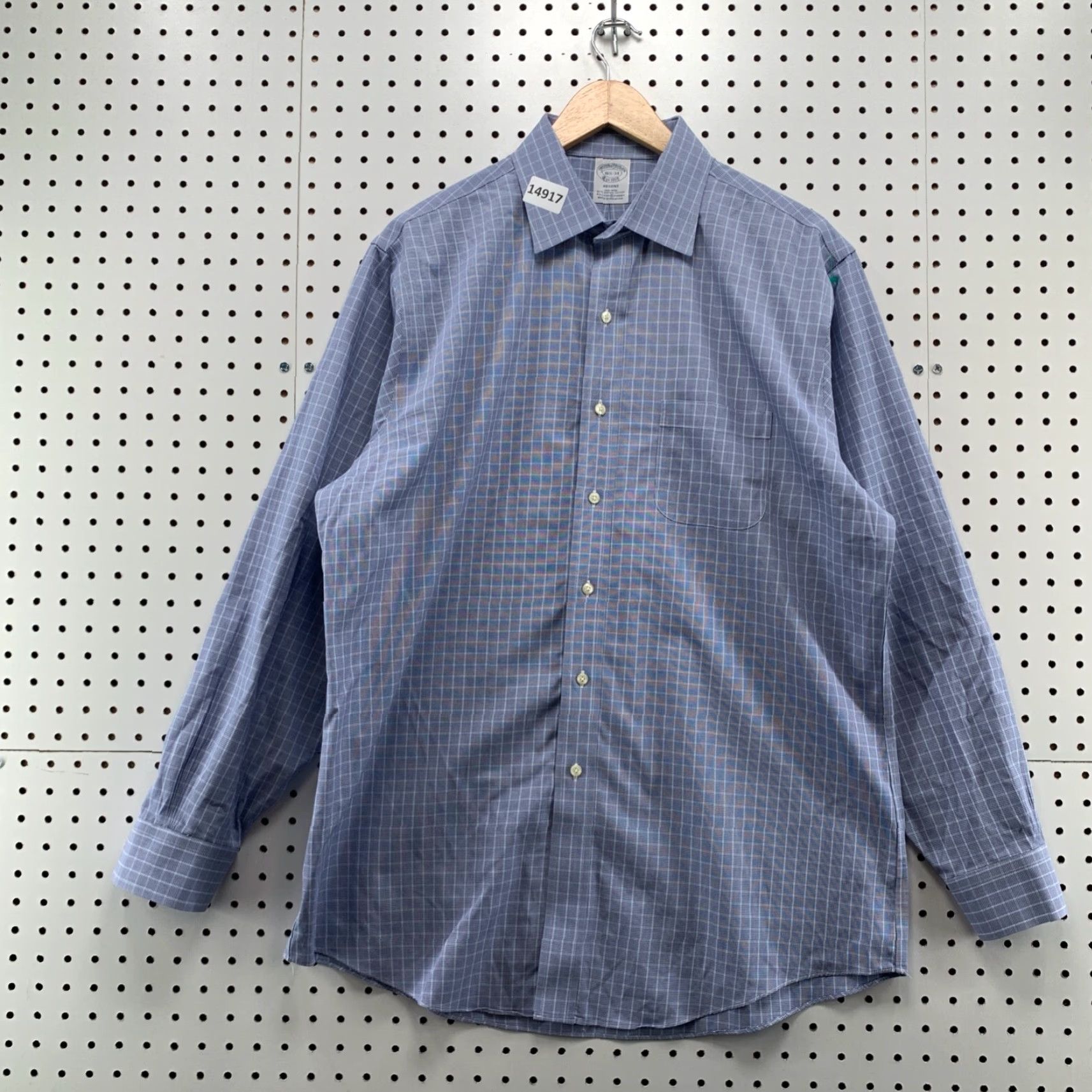 Brooks Brothers VINTAGE Brooks Brothers Button-Up Shirt Mens Regents 16.5 34 Blue White Check Spread Collar Size US XL / EU 56 / 4 - 7 Thumbnail