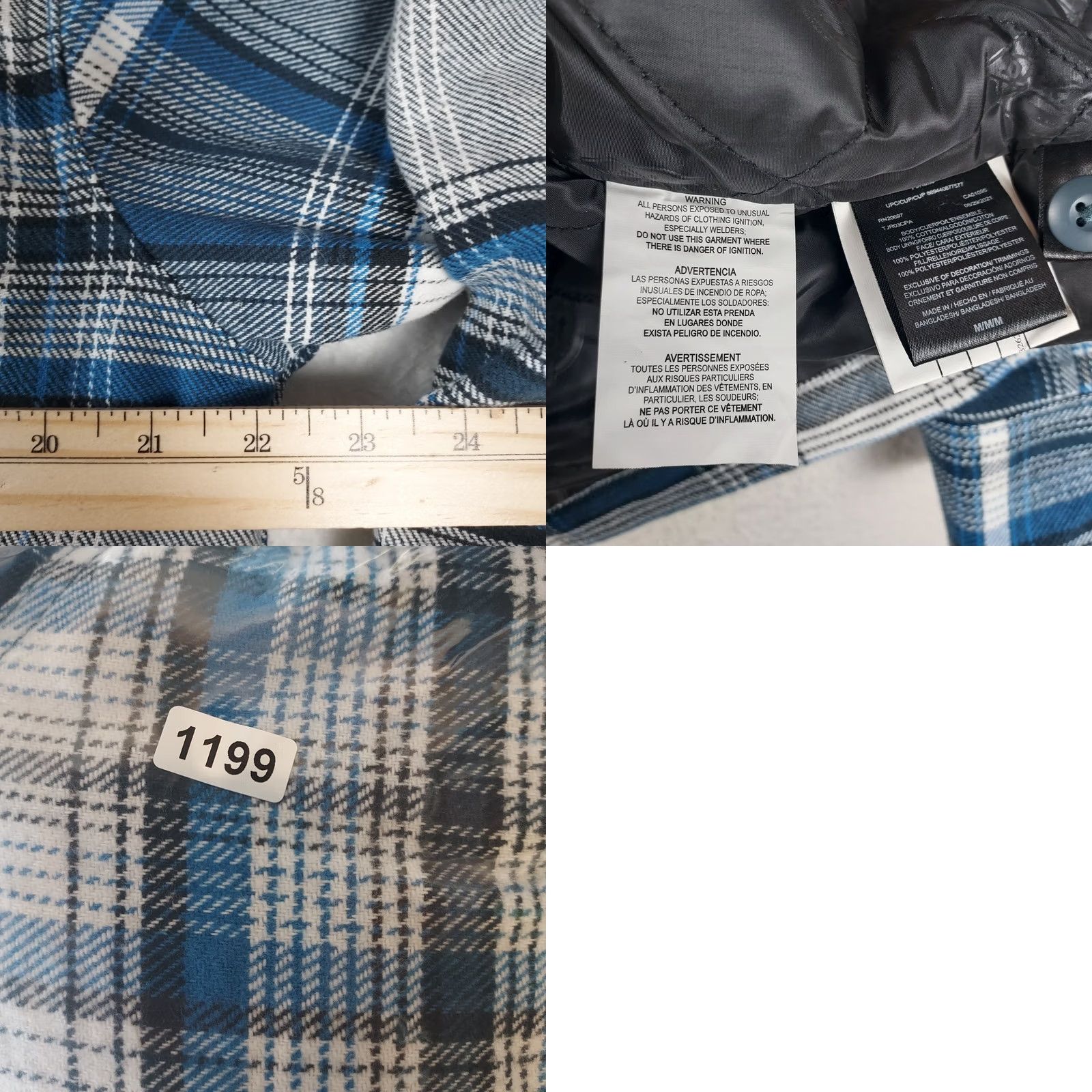 Dickies Dickies Men’s Plaid Flannel Shirt Jacket Bomber Lined Blue Gray M Regular Shacket Workwear Winter Fall Spring Size US M / EU 48-50 / 2 - 8 Thumbnail
