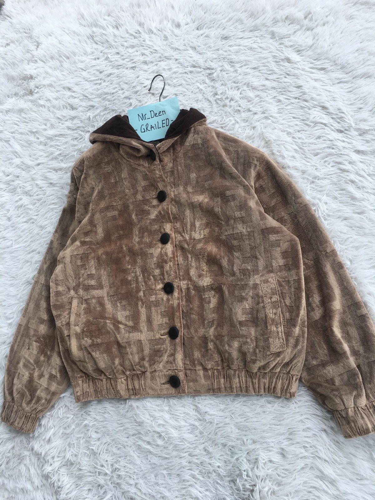 Fendi Rare Vintage 90s FENDI Monogram Velvet Jacket Size US L / EU 52-54 / 3 - 4 Thumbnail