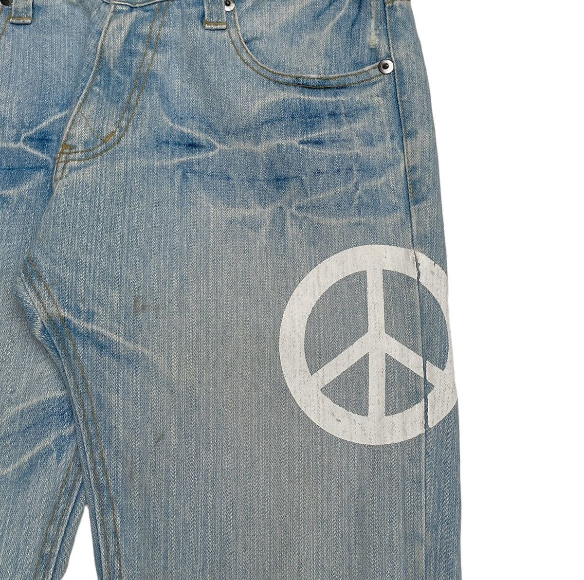 If Six Was Nine × Japanese Brand Rare Design Vintage Japanese Brand Peace Flared Jeans 2000s Size US 31 - 4 Thumbnail