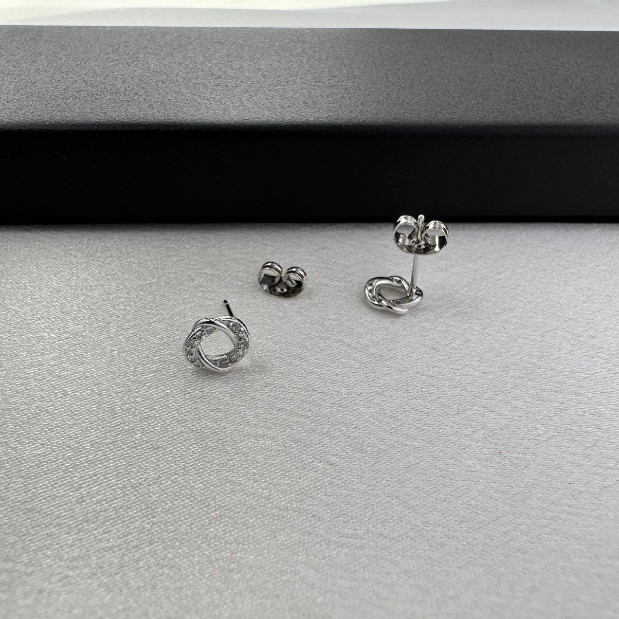 Designer Small Tiny CZ Geometric Stud Earrings for Women Size ONE SIZE - 4 Thumbnail