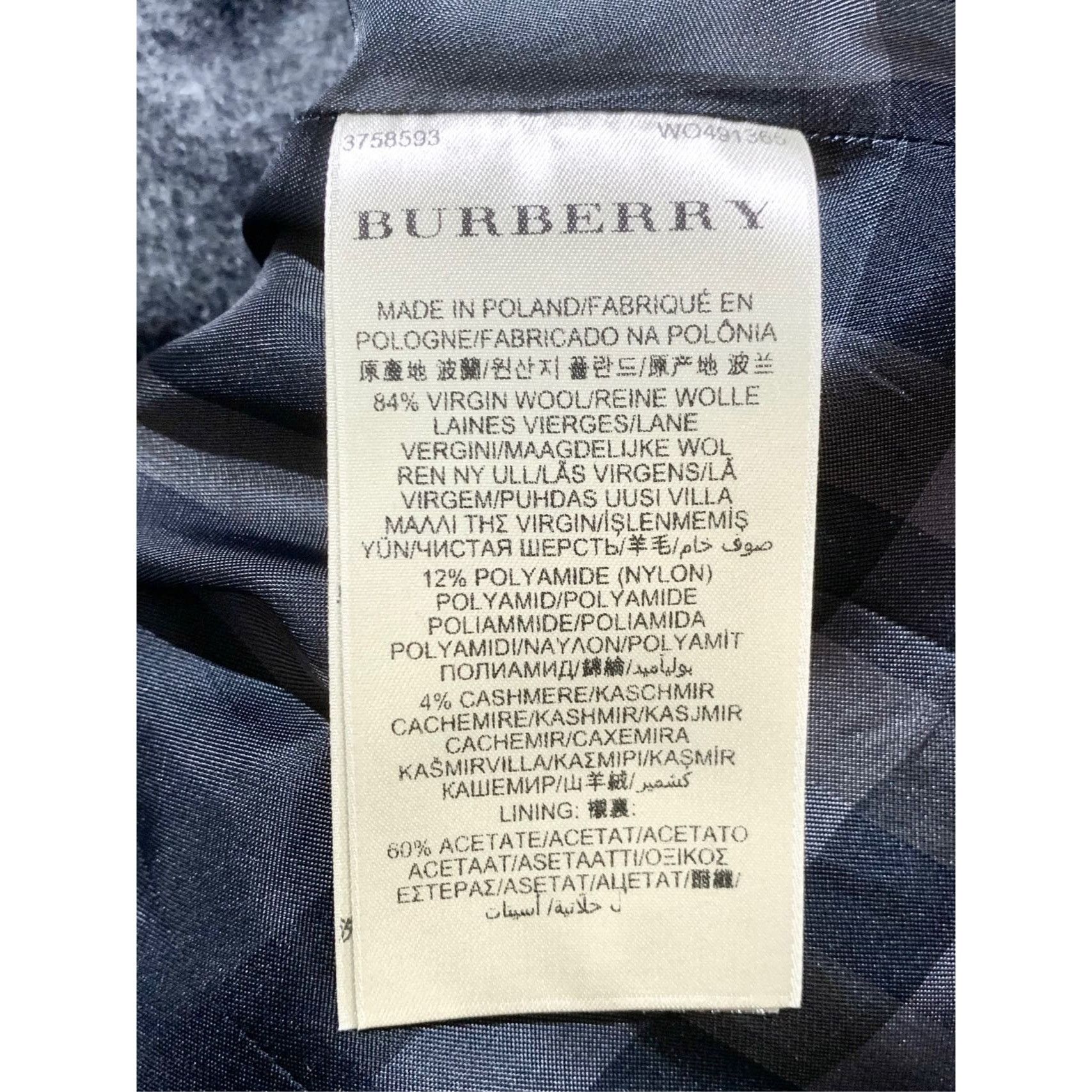 Burberry Burberry Womens Dark Grey Wool Double-Breasted Overcoat Size Size S / US 4 / IT 40 - 2 Thumbnail