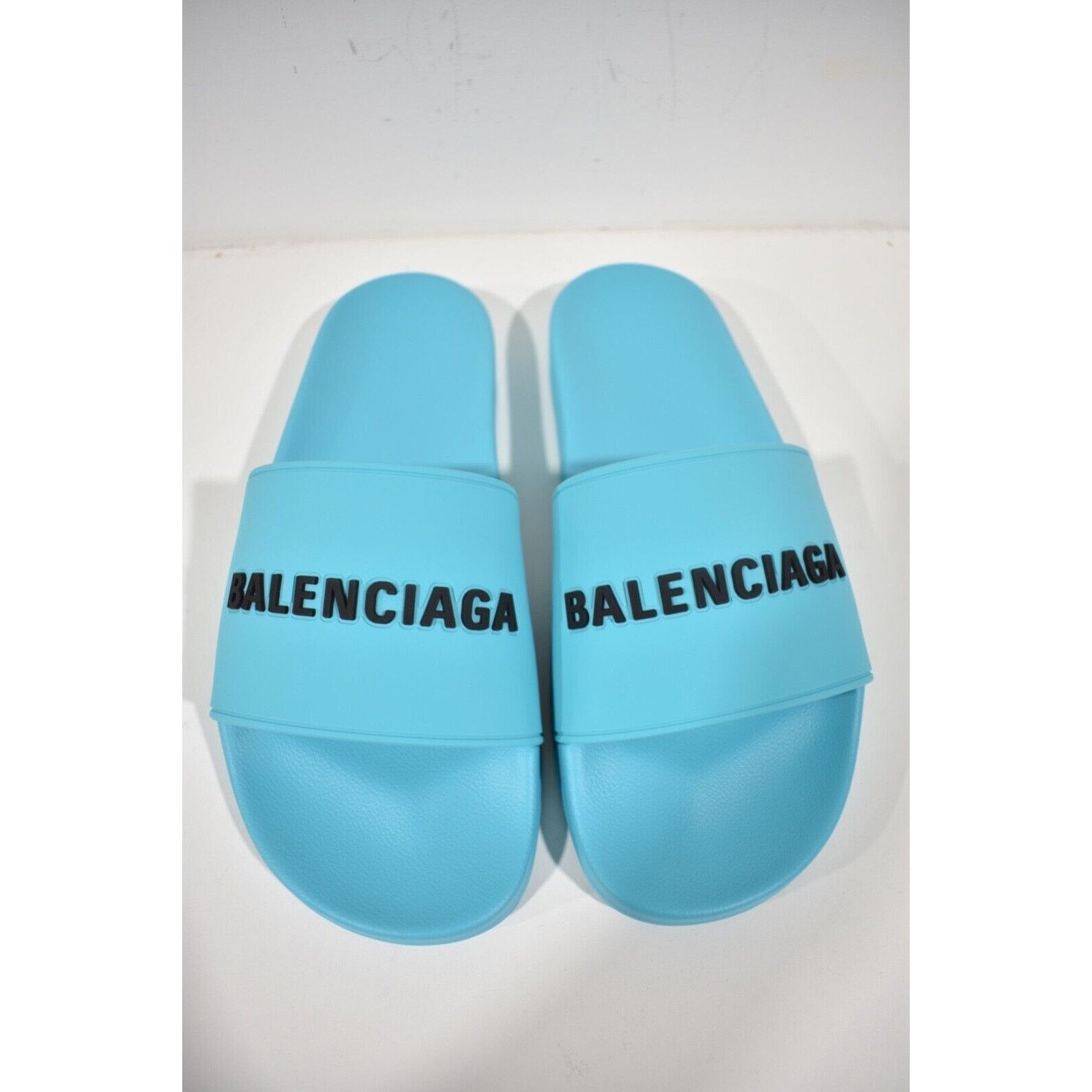Balenciaga Balenciaga Turquoise Logo Slide Pool Sandal Flip Flop 43 10 Size US 10 / EU 43 - 7 Thumbnail