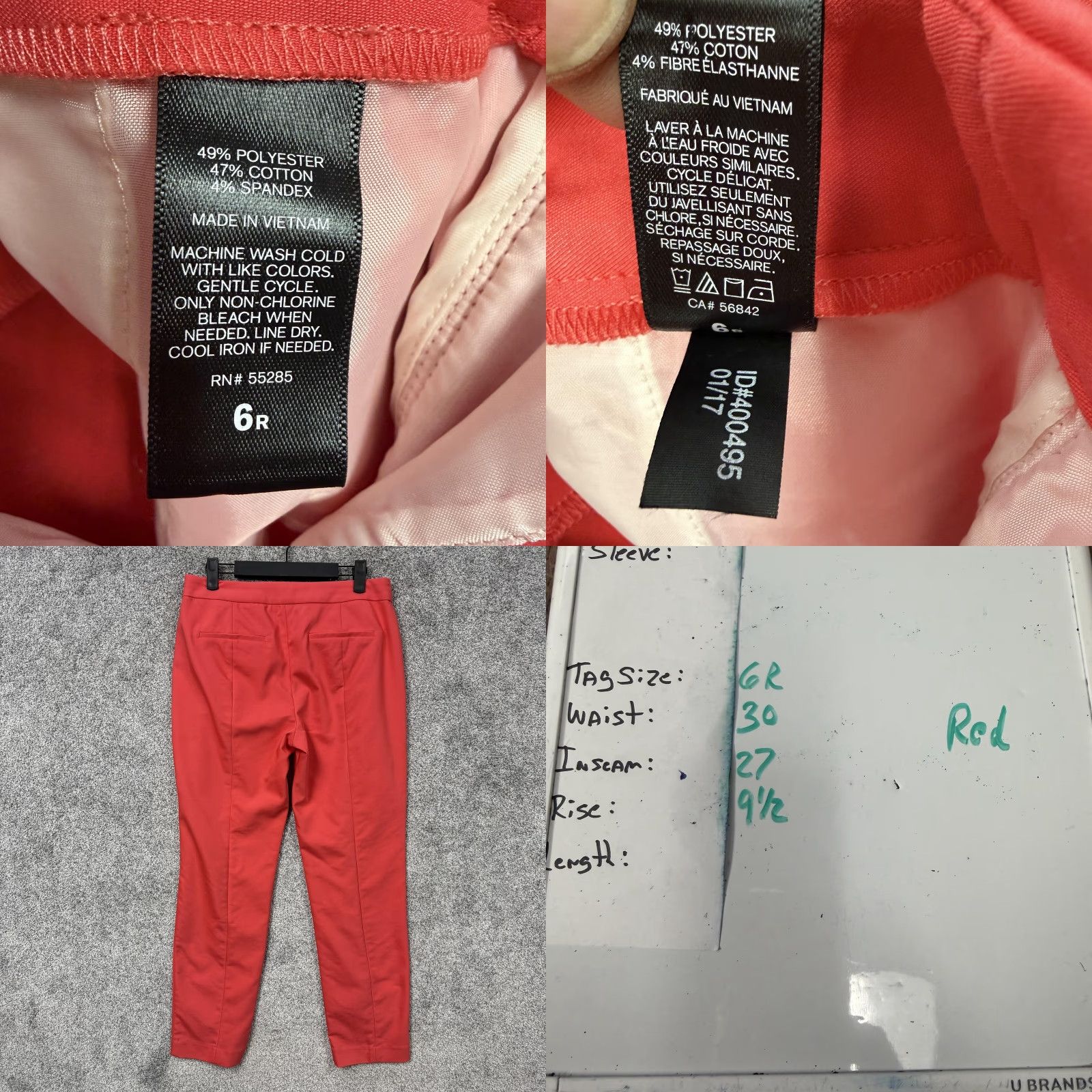 Express Express Columnist Dress Pants Womens 6R Red Stretch Twill Flat Front Pockets Back Welt Tailored Office Chic Size 28" / US 6 / IT 42 - 8 Thumbnail