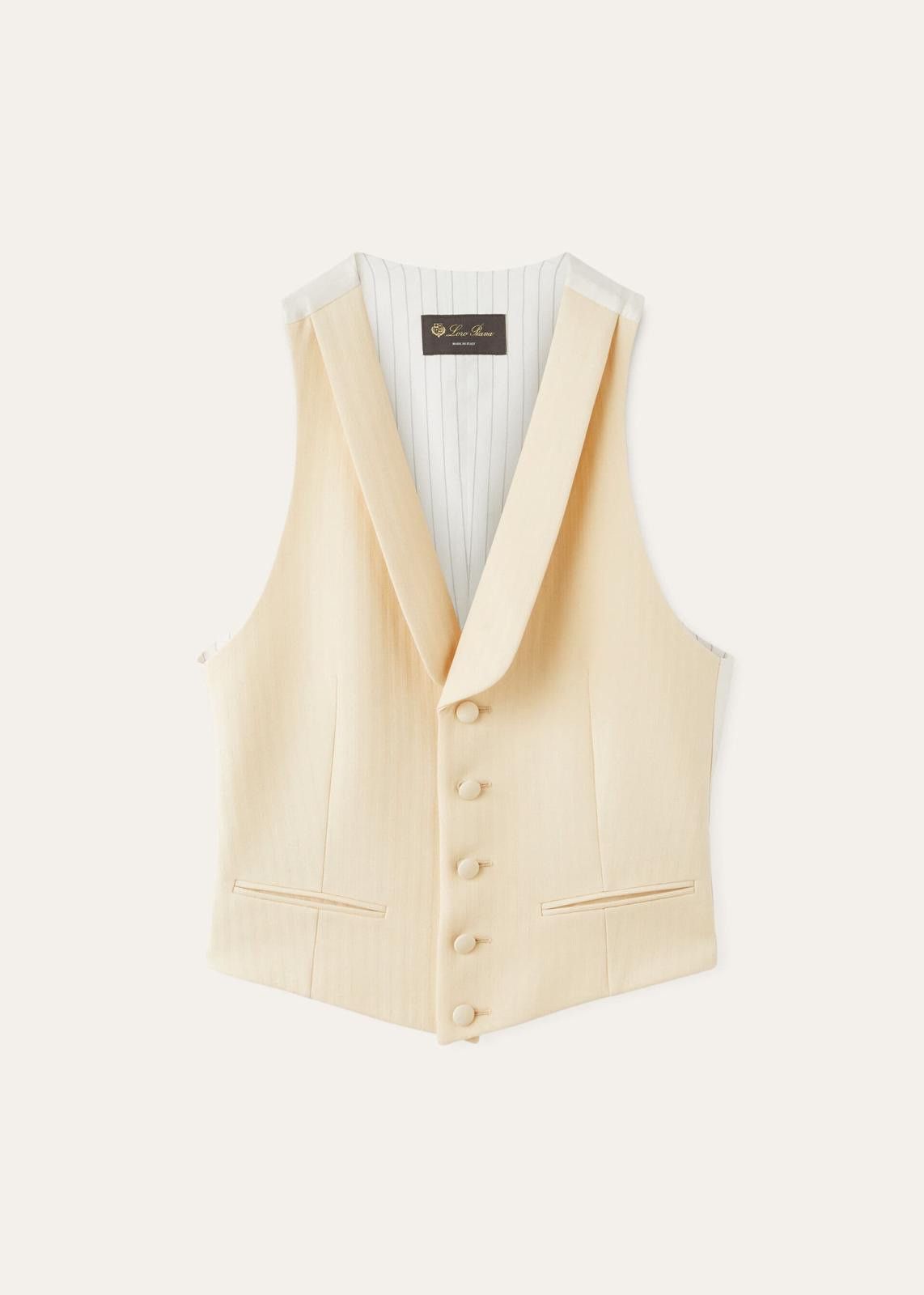 Loro Piana o1srvl11e0225 FAO0331 Ashlyn Vest in Cream & White Size XS / US 0-2 / IT 36-38 - 1 Thumbnail