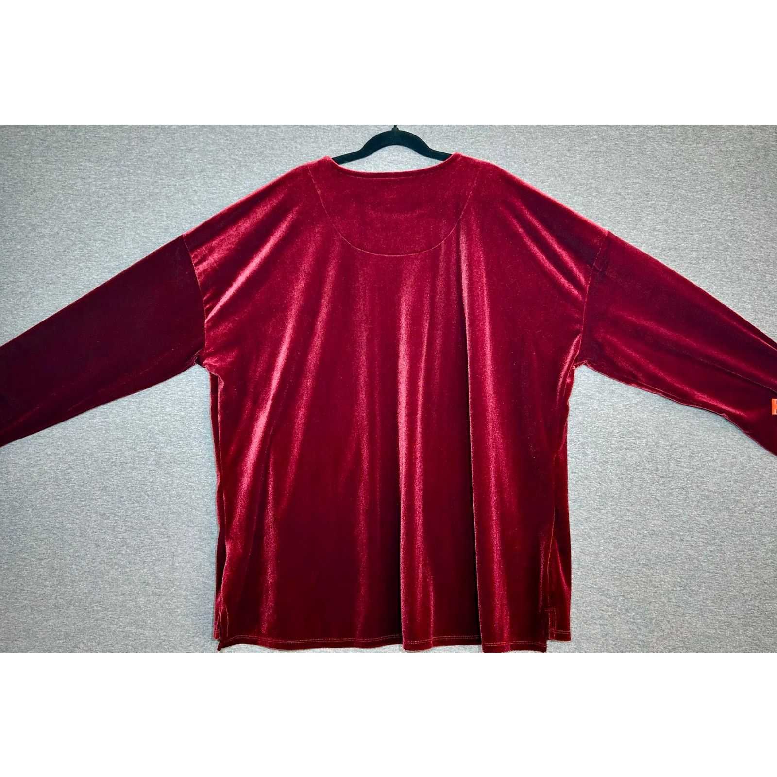 Other J. Jill | Maroon Crushed Velvet Velour Tunic Top | Large Size L / US 10 / IT 46 - 2 Thumbnail
