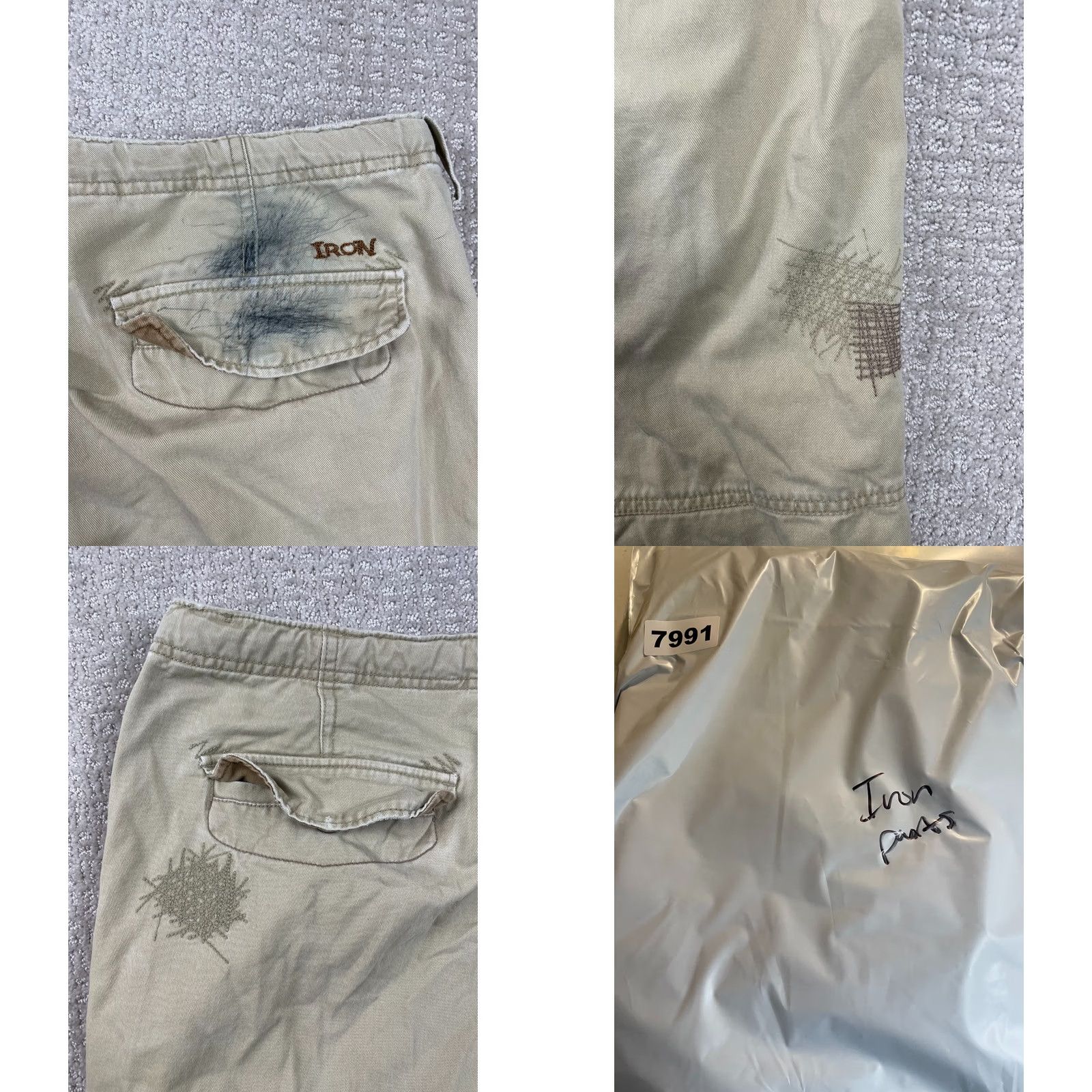 Iro VTG IRON Pants Cargo Wide-Leg 37x31 Beige Mens 90s Y2K Skater Baggy Cargo Pocket Cotton Wide Leg Inseam 31 Mens Size US 37 - 9 Thumbnail