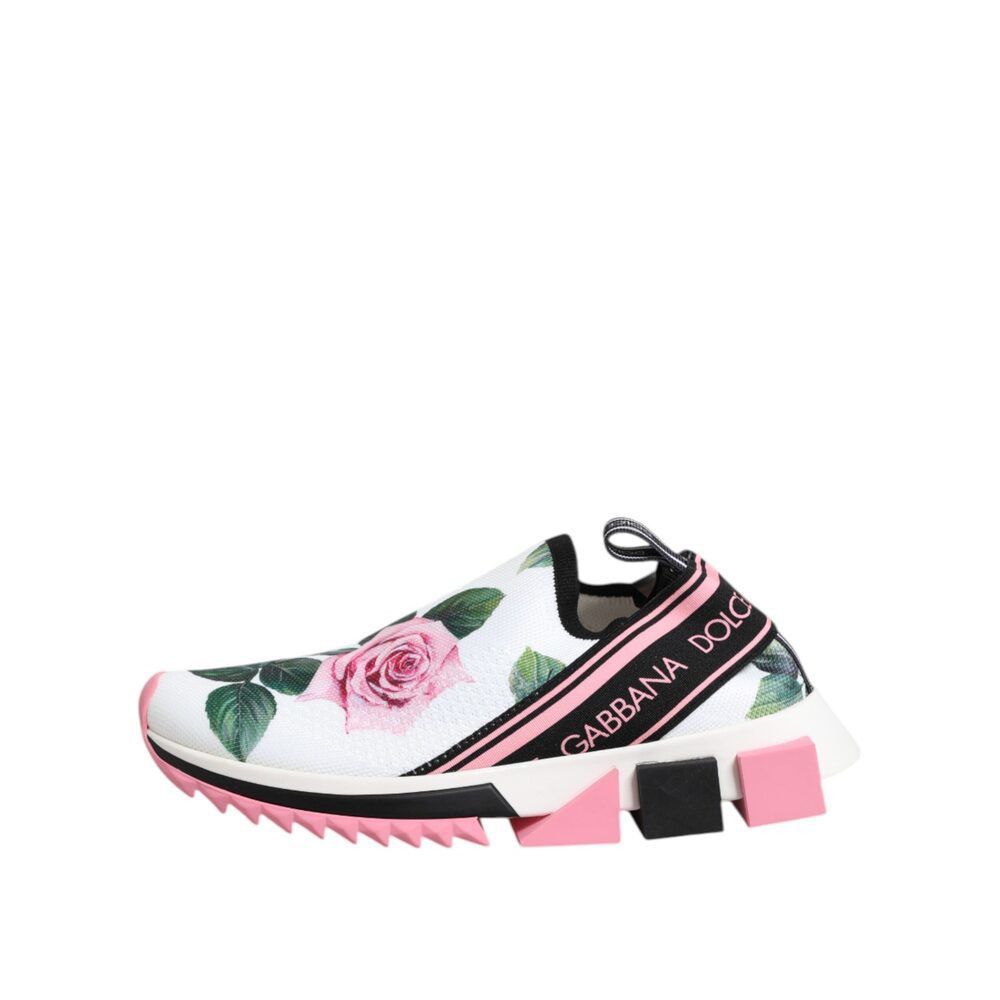 Dolce & Gabbana Dolce & Gabbana White Rose Print Sorrento Sneakers Shoes Size US 6 / IT 36 - 6 Thumbnail