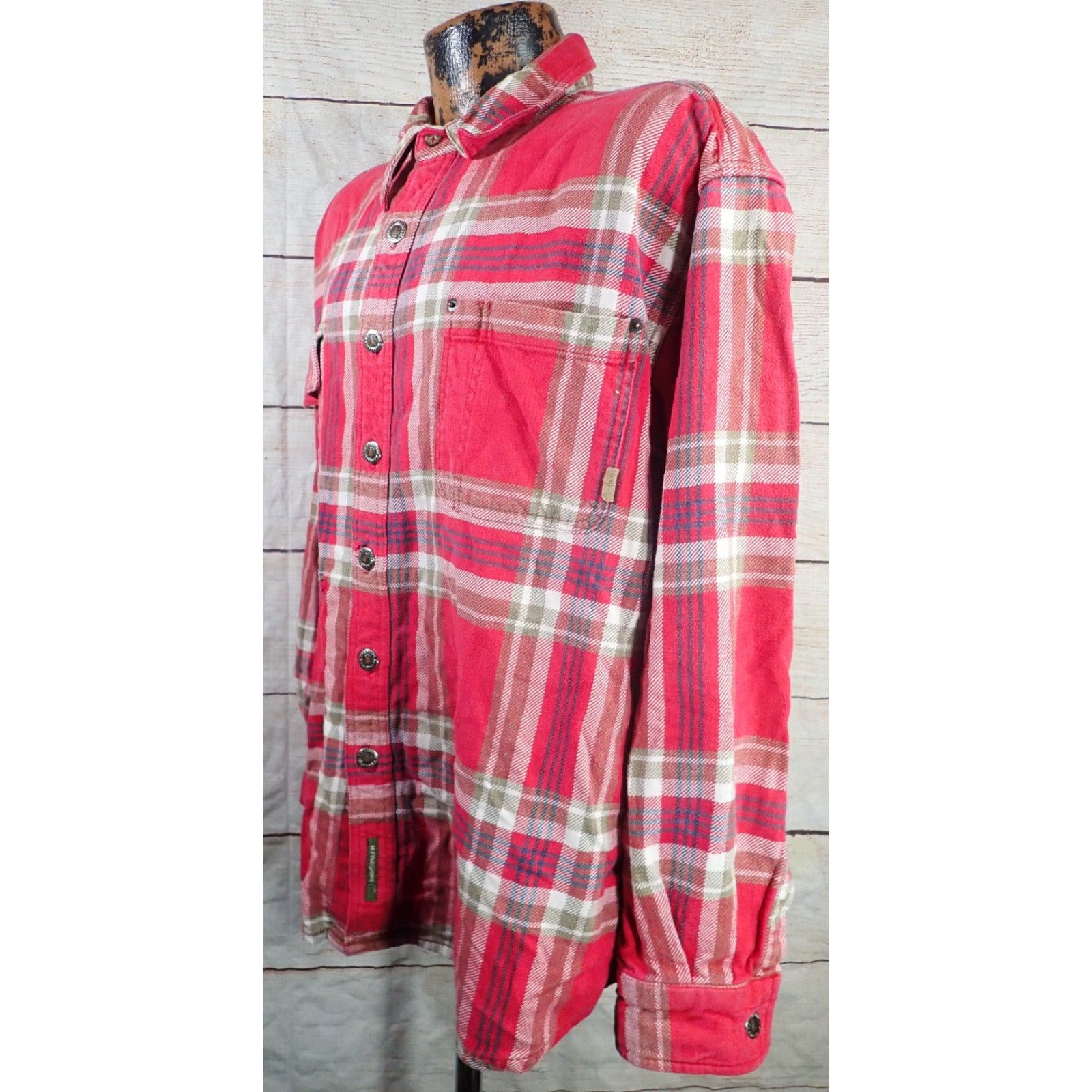 Vintage VINTAGE M. Fine & Sons Red Plaid Flannel Heavyweight Button-Up Shirt Adult Large Size US L / EU 52-54 / 3 - 3 Thumbnail