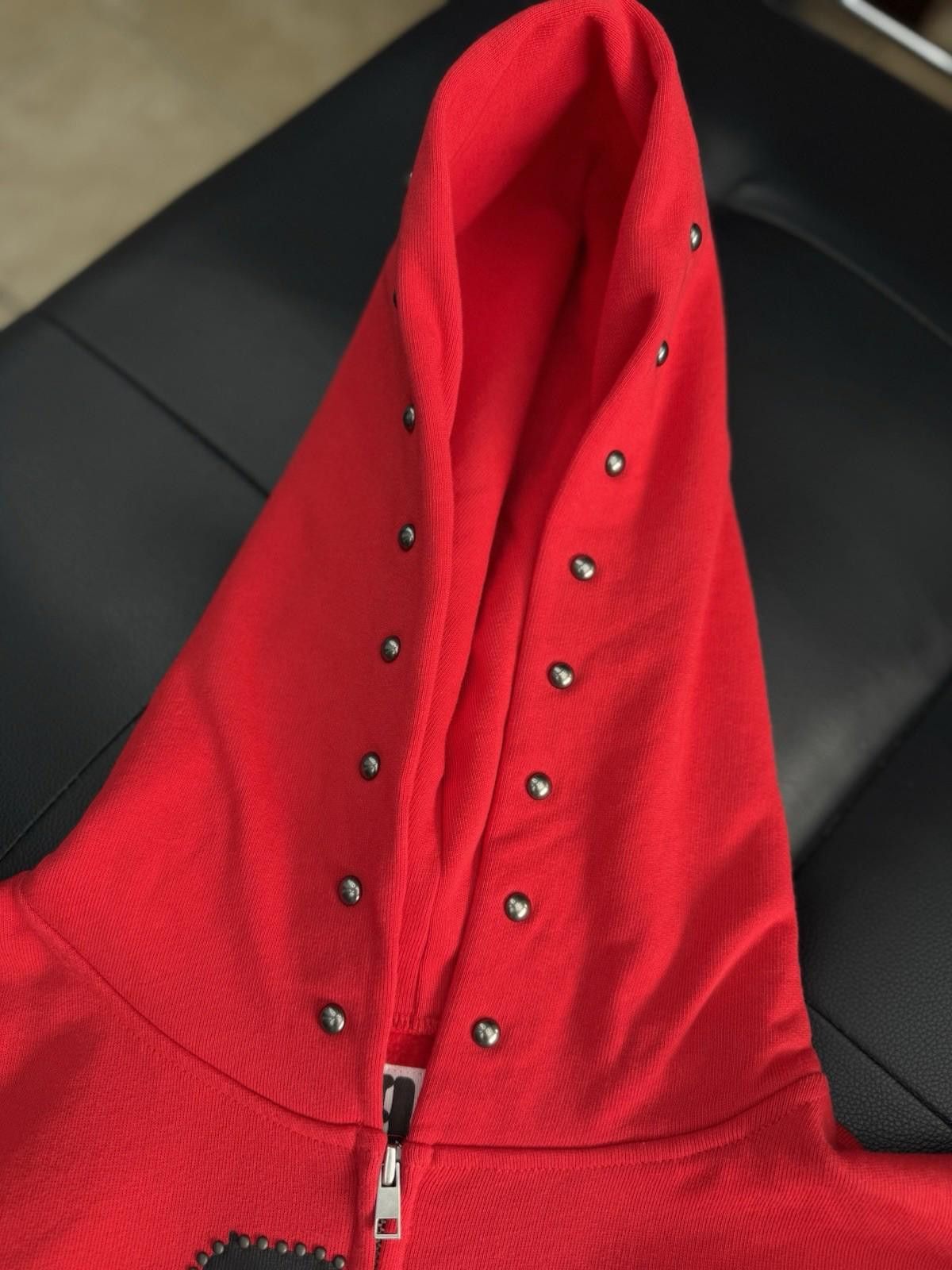 Sp5der Sp5der Worldwide Red Zip Up Studded Hoodie Size Small (NEW) Size US S / EU 44-46 / 1 - 6 Thumbnail