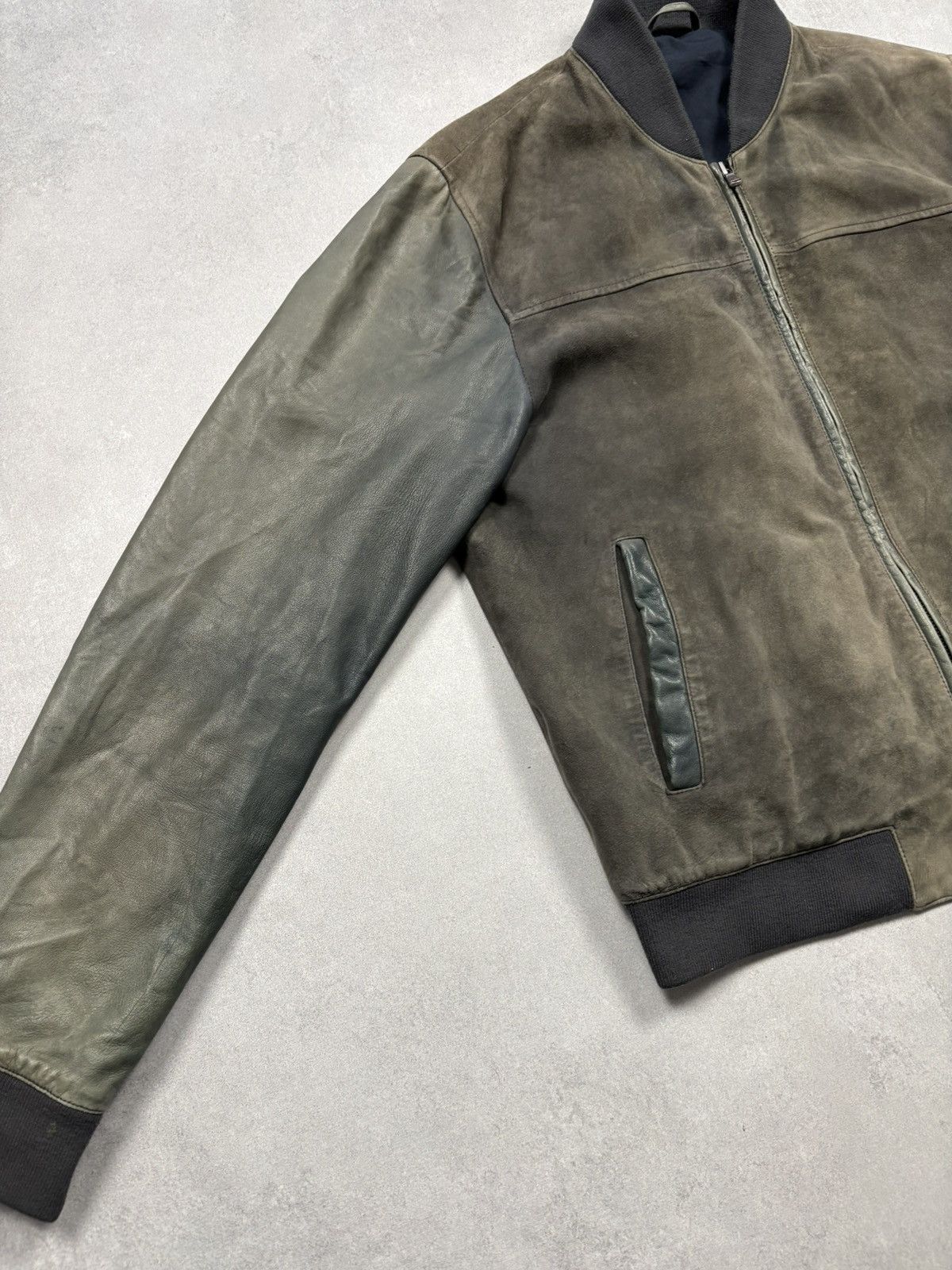 Hackett Hackett London Two-Tone Goat & Lamb Leather Bomber Jacket L Size US L / EU 52-54 / 3 - 4 Thumbnail
