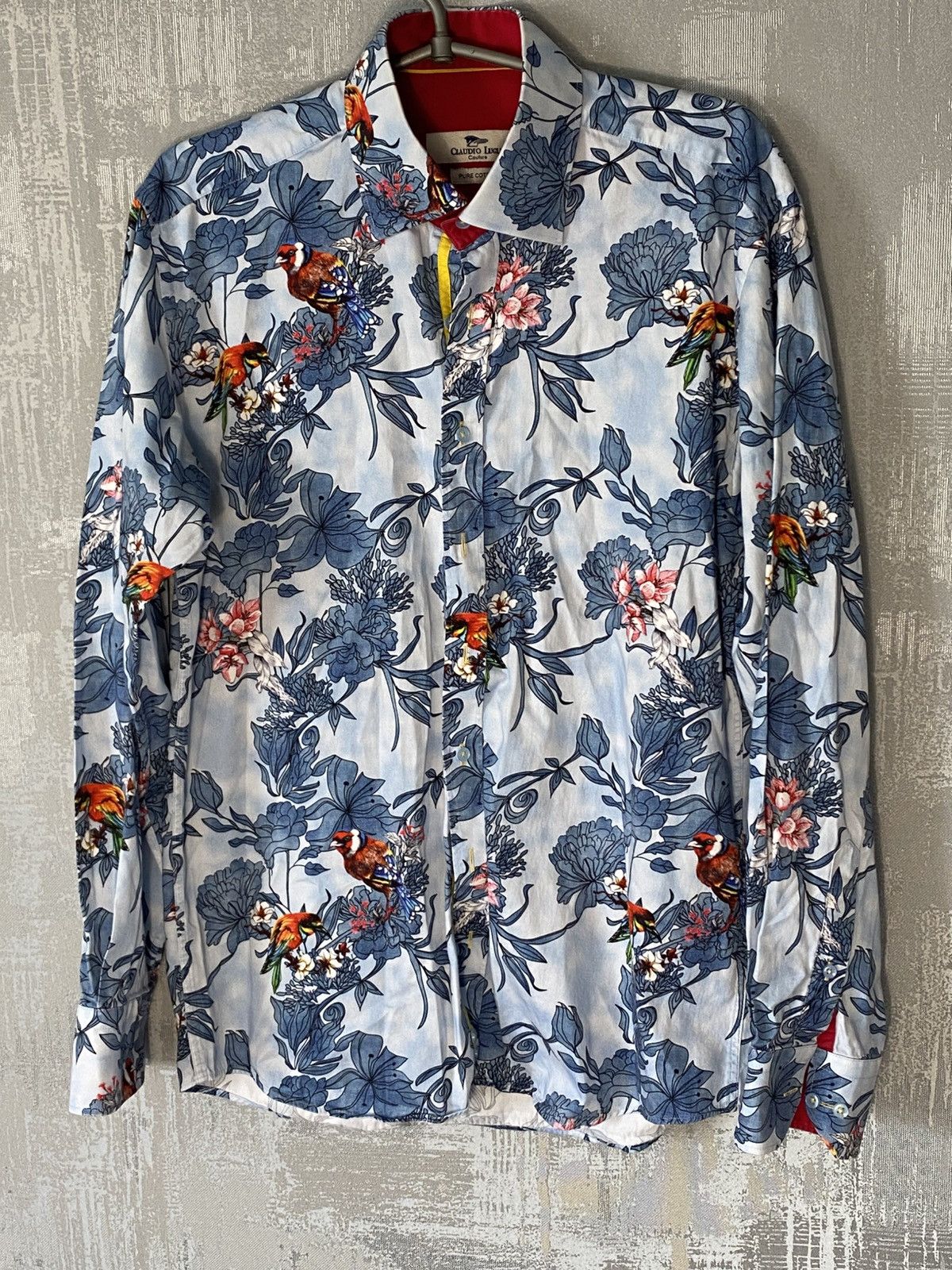 Designer Claudio Lugli Couture Flowers and Birds Shirt Button up Size US L / EU 52-54 / 3 - 1 Thumbnail
