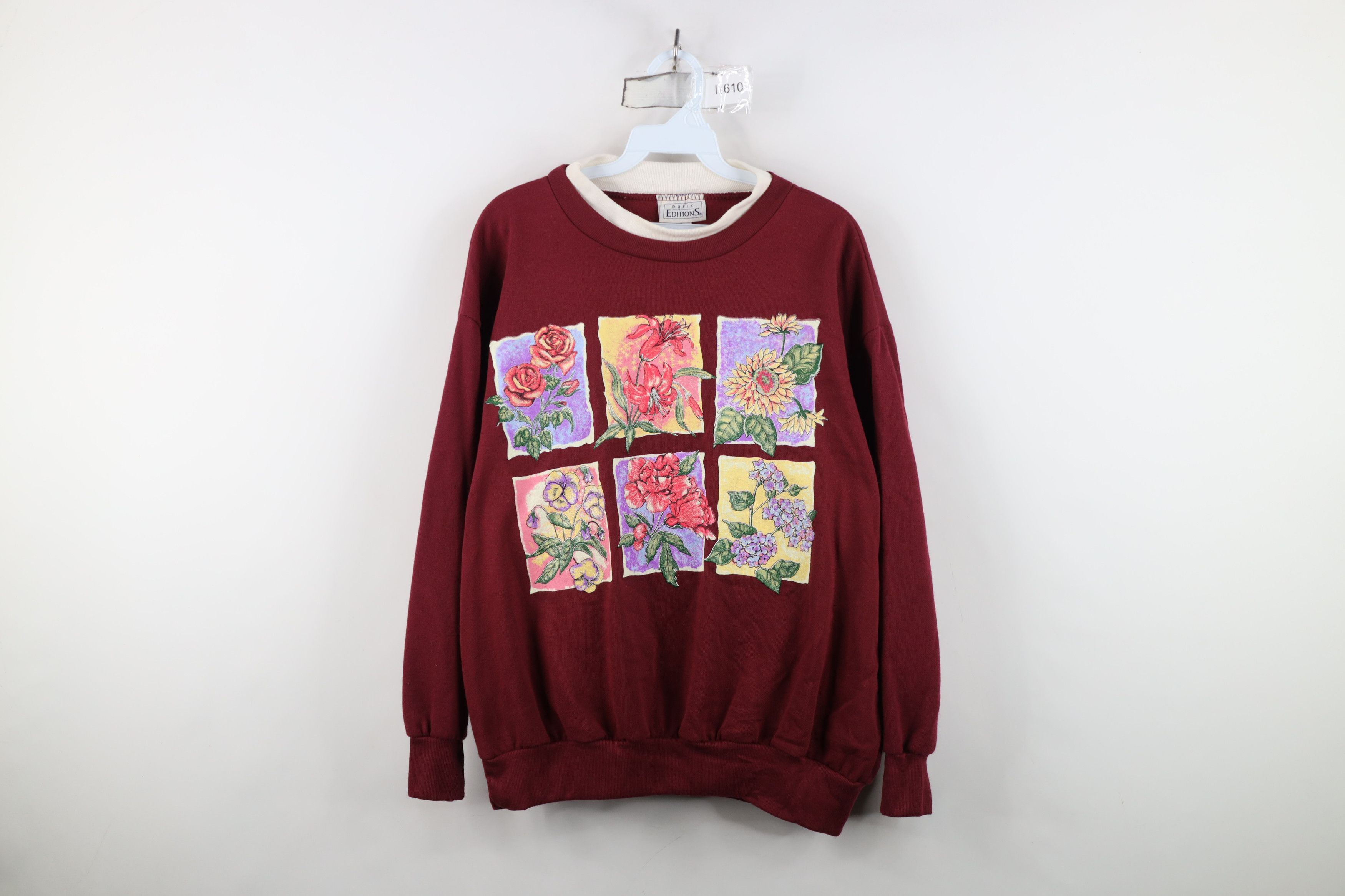 Vintage Vintage 90s Streetwear Floral Flower Layered Sweatshirt USA Size XL / US 12-14 / IT 48-50 - 1 Thumbnail