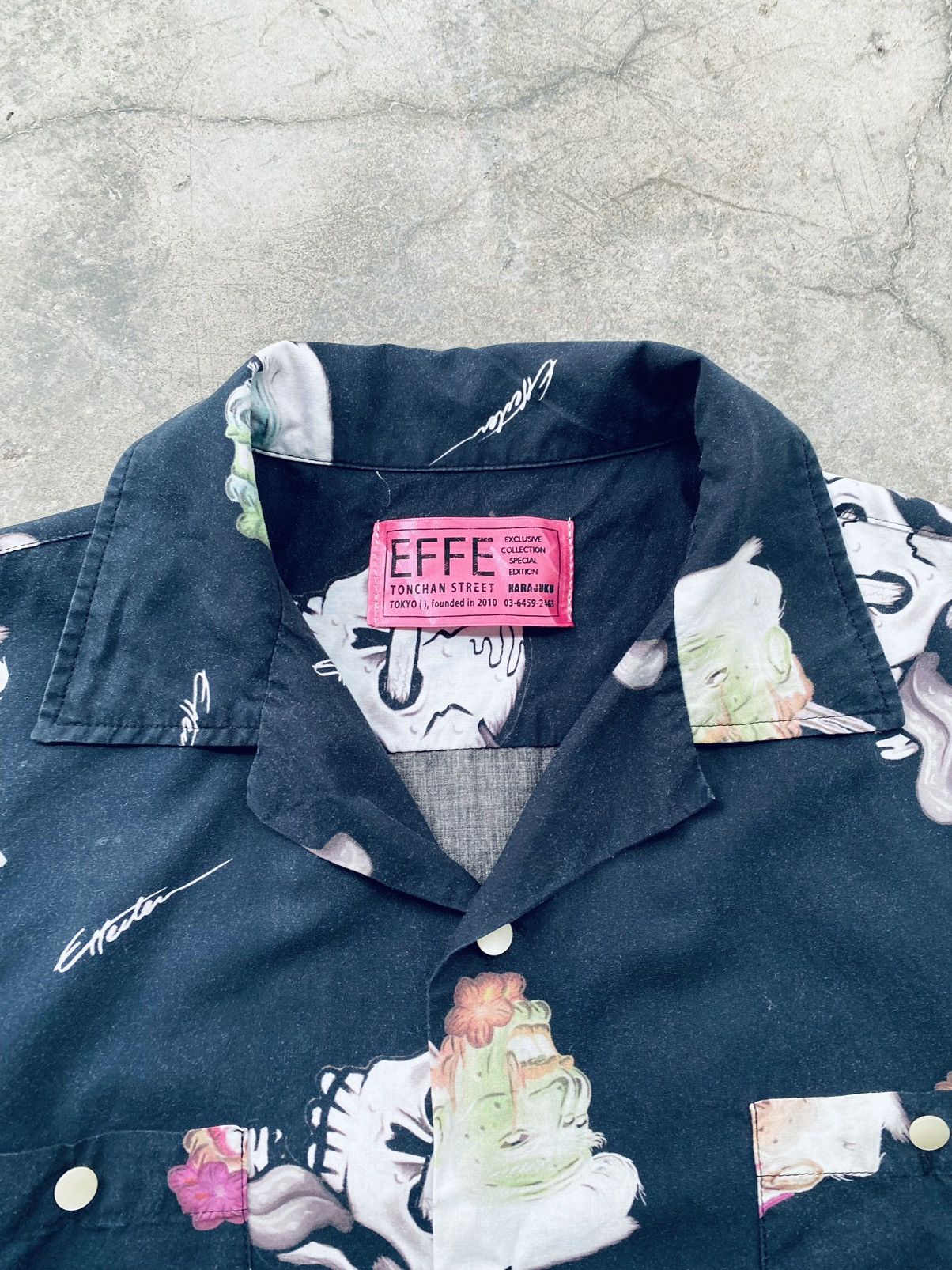 Japanese Brand Vintage Effe Harajuku Printed Open Collar Button Ups Size US XL / EU 56 / 4 - 6 Thumbnail