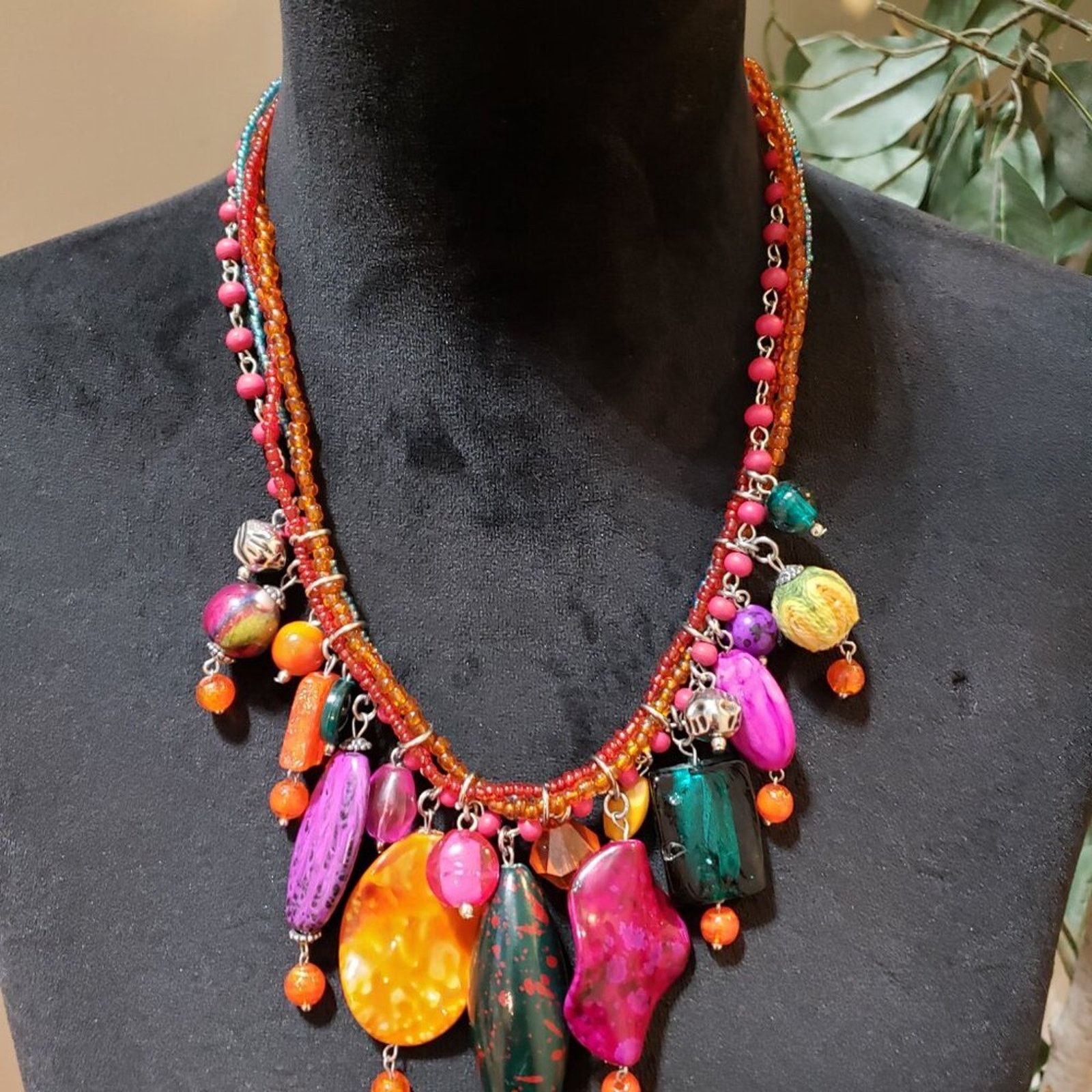 The Unbranded Brand Fashion Multi Strand Colorful Beads & Stone Charm Necklace Size ONE SIZE - 2 Thumbnail