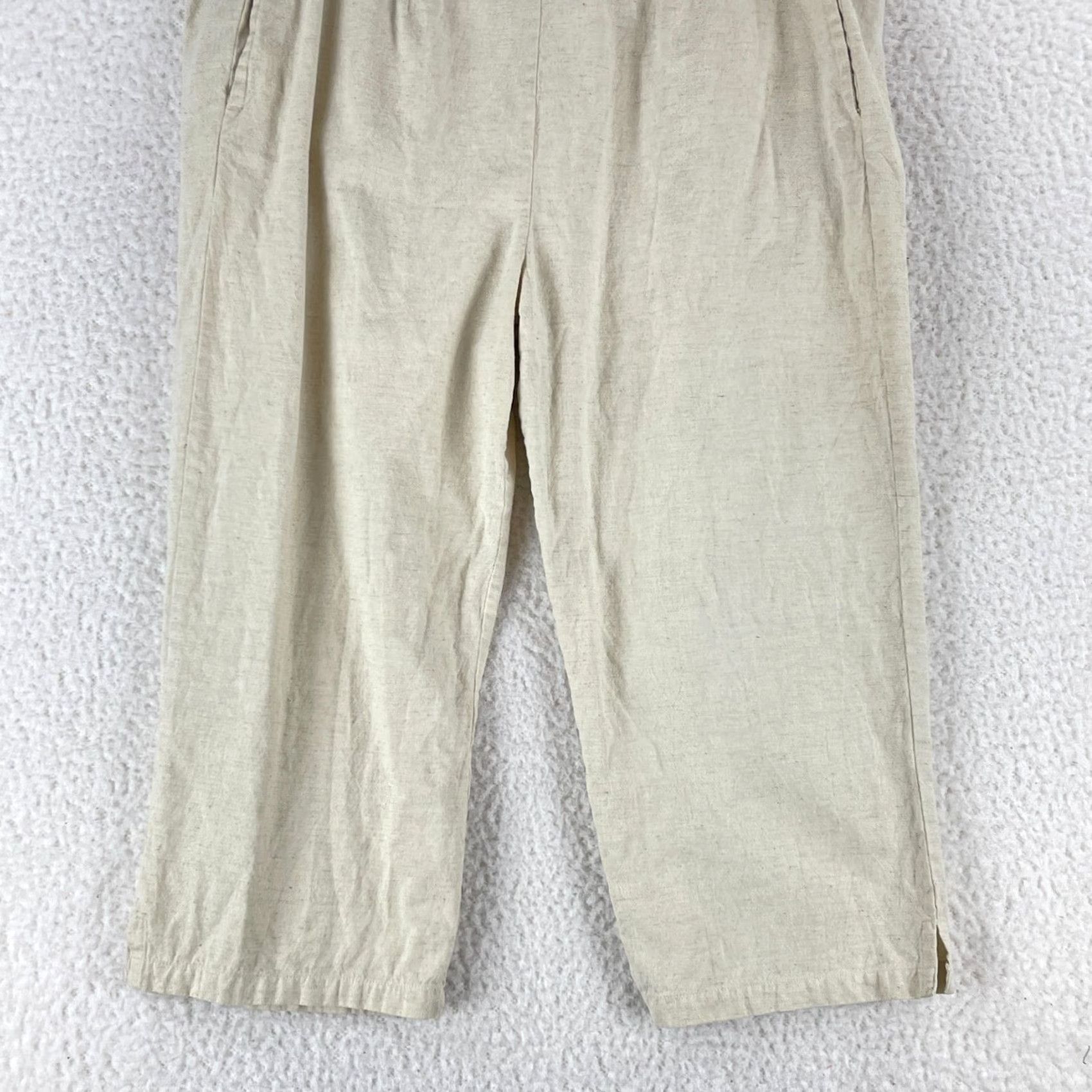 Vintage Tantrums Ivory Linen Cotton Blen Cropped Pants Womens XL Pull On Casual Linen Cotton Blend Ivory Cropped Pants Womens XL Tantrums Pulll On Size 40" / US 18 - 3 Thumbnail