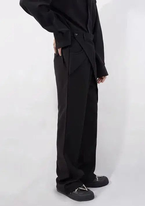 Jean 💎Retro Pleated Flared Assymetrical Wrap Pants Trousers Y2K Size US 30 / EU 46 - 3 Thumbnail