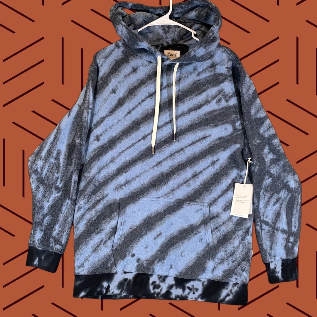 Vintage VINTAGE? wait no, Feat Hoodie Womens 1X XL Blue Black Tie Dye Fleece Pullover New Size XL / US 12-14 / IT 48-50 - 1 Thumbnail