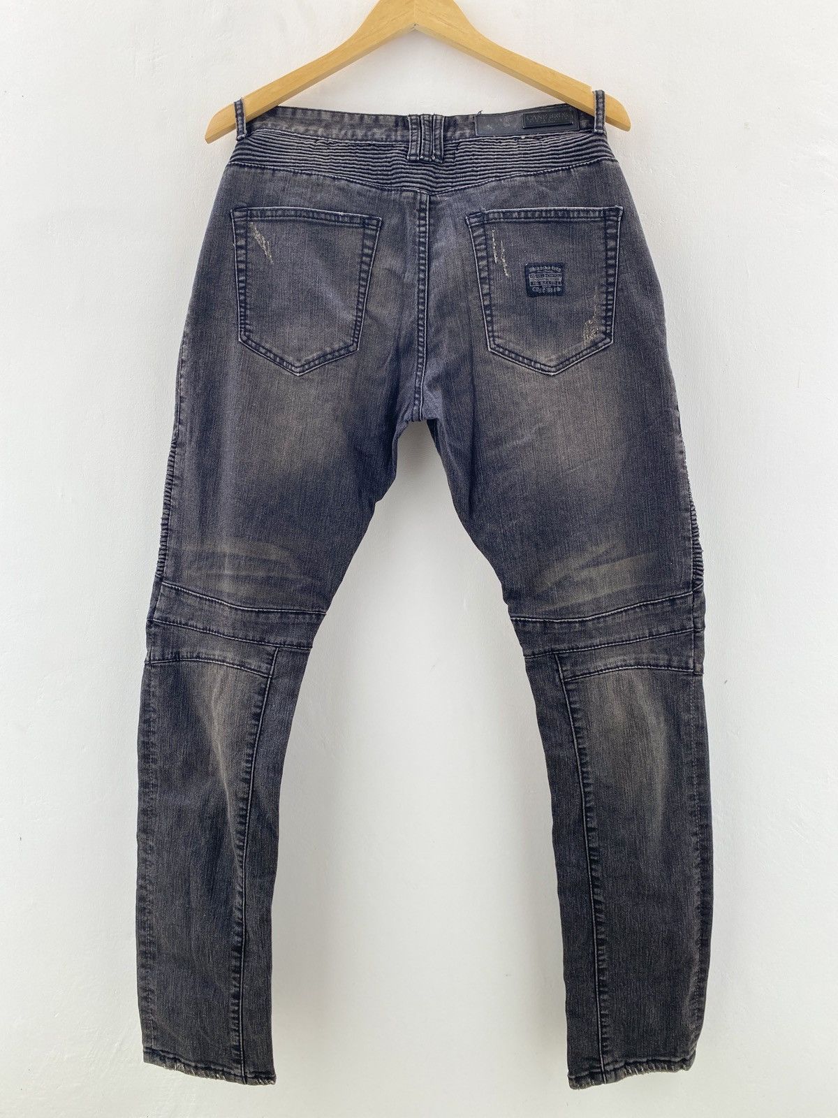 BUFFALO BOBS Vintage Cane Bros Bikers Denim Distressed Jeans Balmain styl Size US 32 / EU 48 - 7 Thumbnail