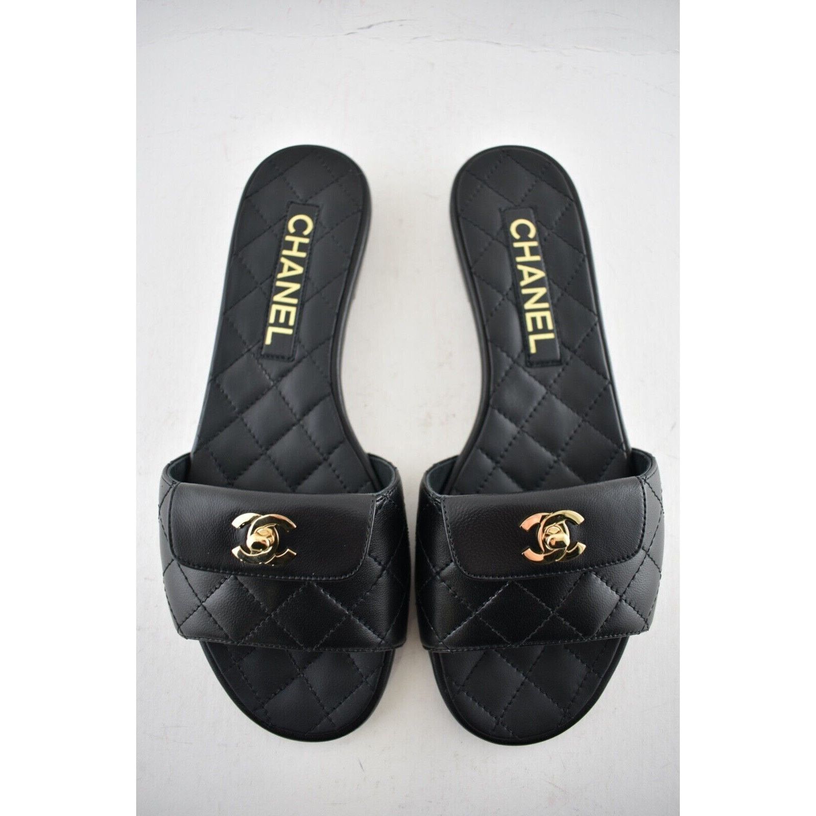 Chanel Chanel REV Black Turnlock Quilted Gold CC Logo Mules Slide Size US 5 / IT 35 - 8 Thumbnail