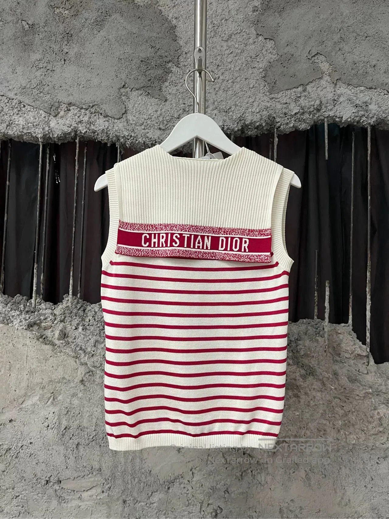 Dior striped navy sleeveless knit top by Dior. Size US XS / EU 42 / 0 - 2 Thumbnail