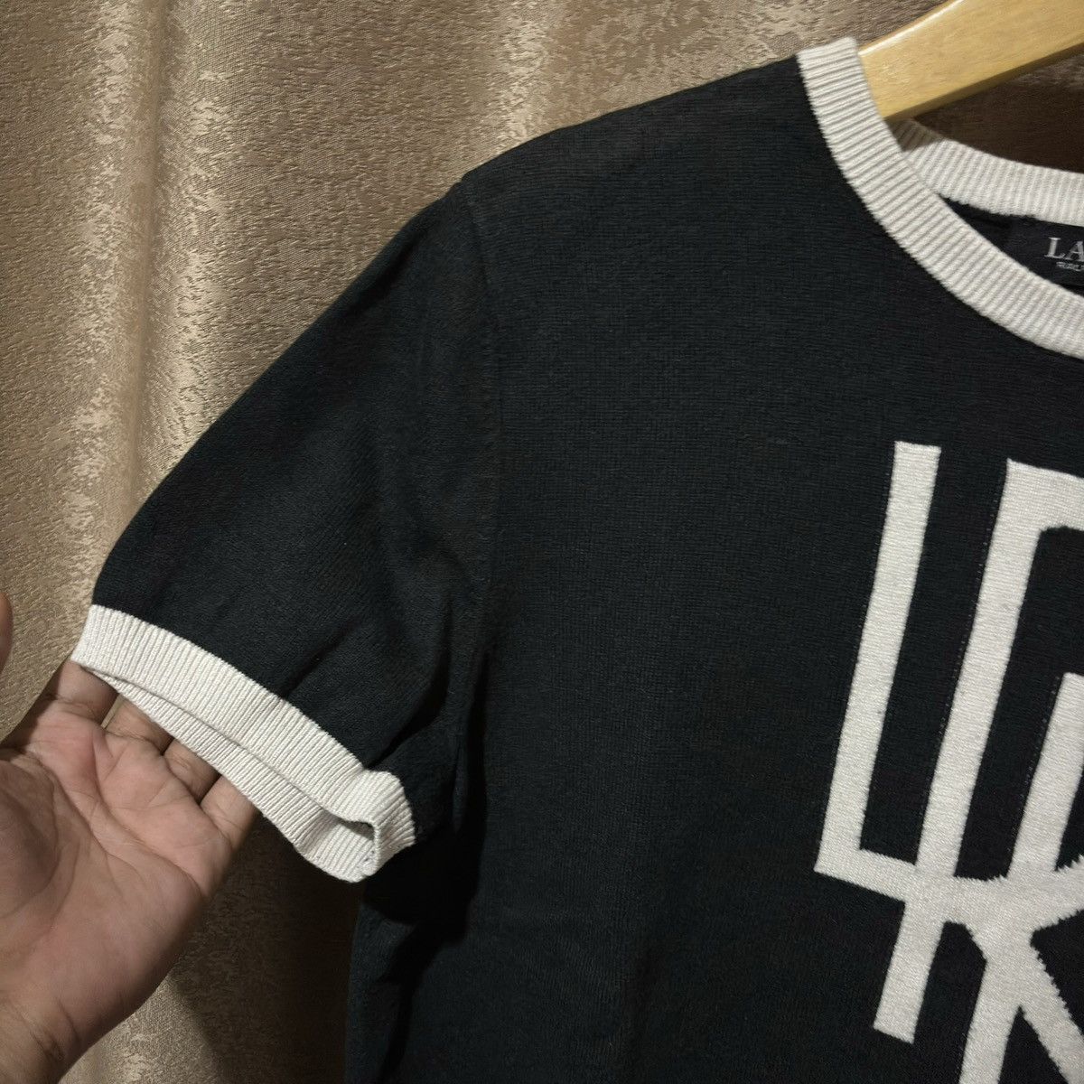 Lauren Ralph Lauren Two Tone Logo Short Sleeve Sweater Size L / US 10 / IT 46 - 3 Thumbnail