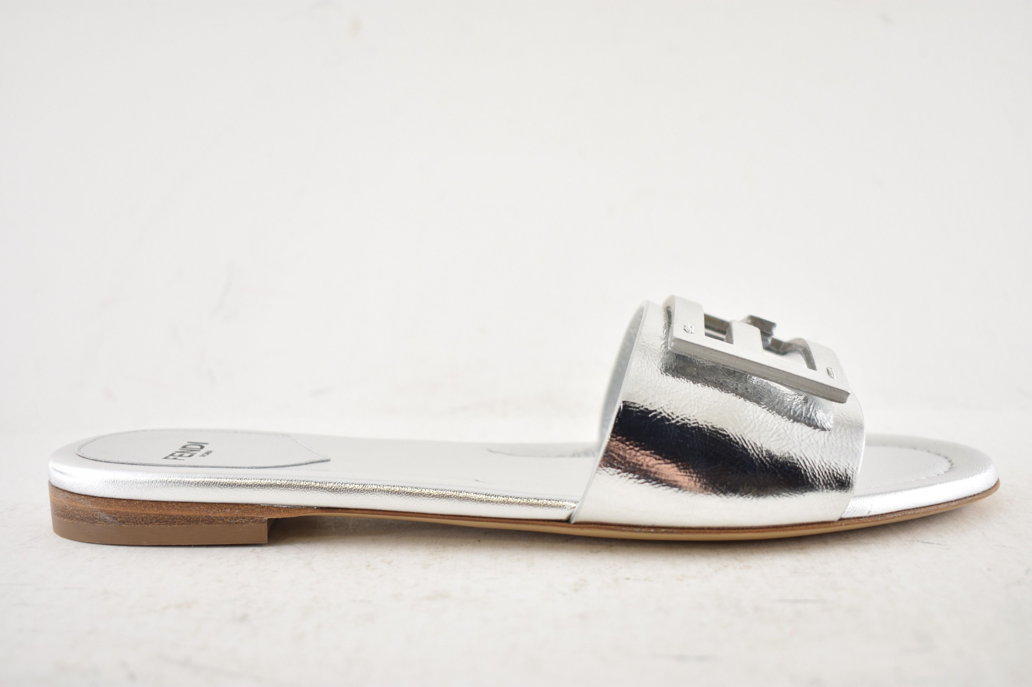 Fendi Fendi Baguette Leather FF Logo Slide Flat Flop Sandal 39 Size US 9 / IT 39 - 2 Thumbnail