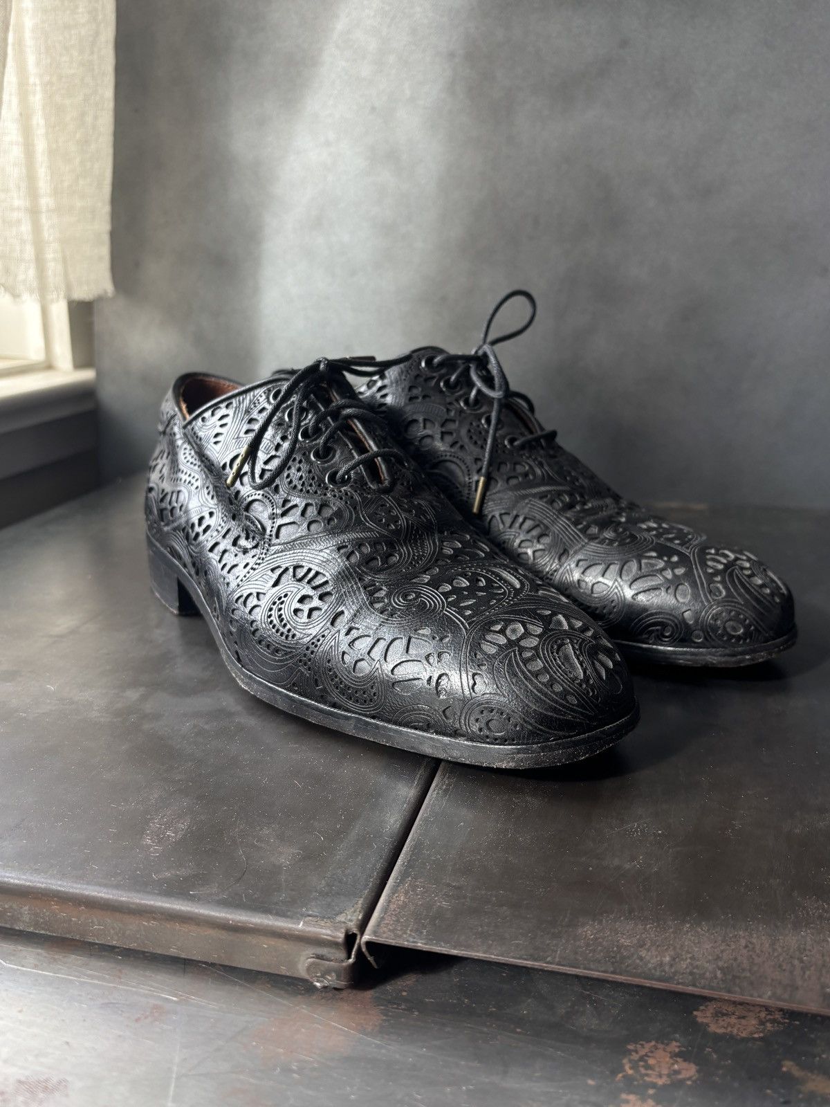 Duckie Brown × Florsheim Florsheim by Duckie Brown Tooled Leather Dress Shoes Oxfords Size US 9.5 / EU 42-43 - 2 Thumbnail
