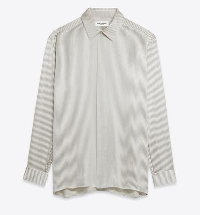 shirt in striped silk satin