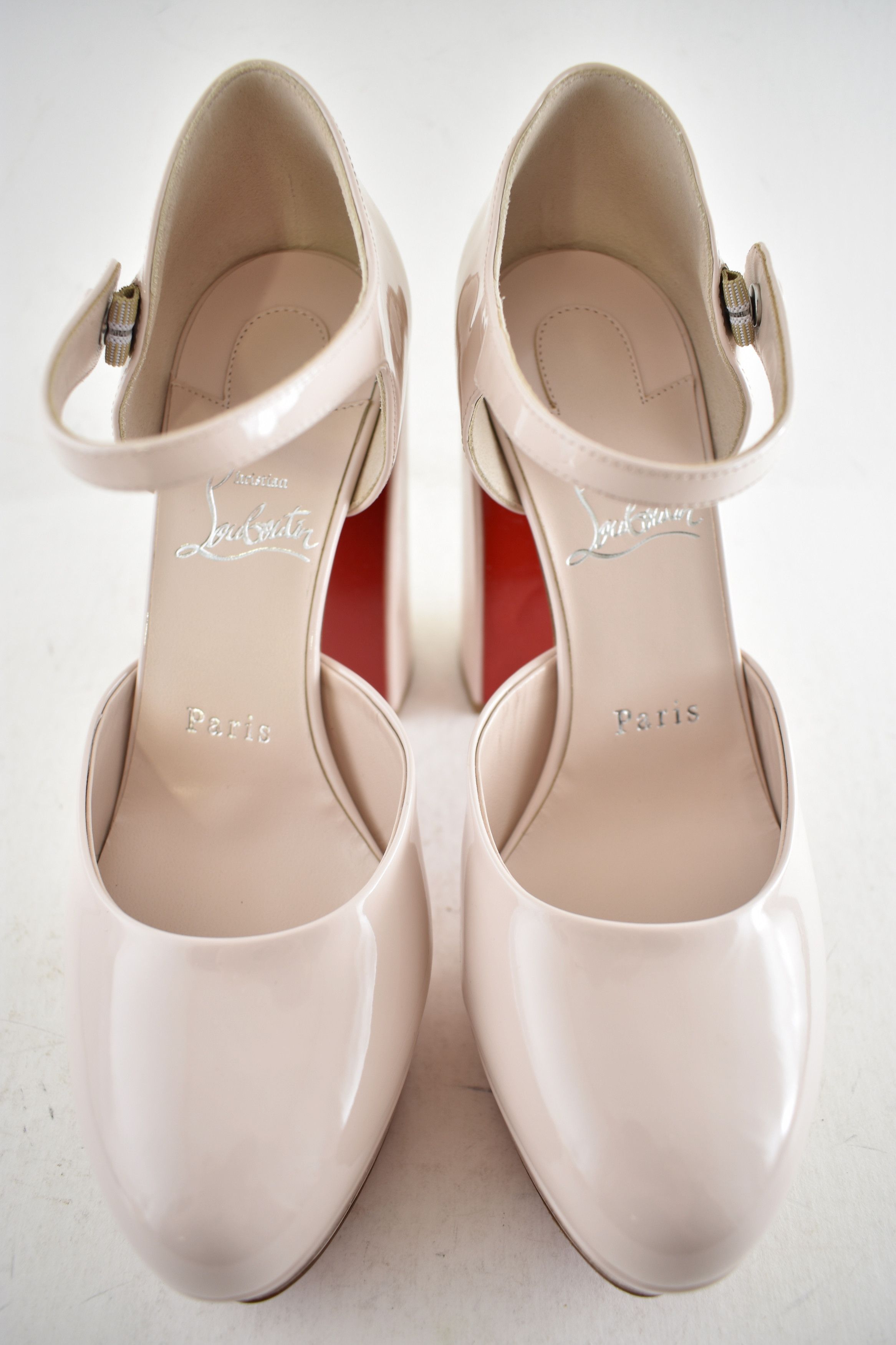 Christian Louboutin Movida MJ 130 Leche Patent Platform Block Heel Pump 37.5 Size US 7.5 / IT 37.5 - 6 Thumbnail