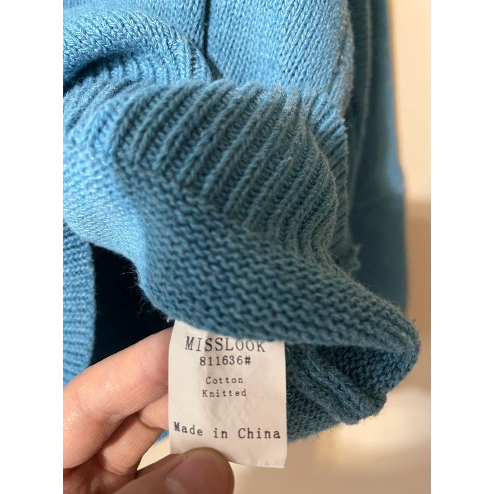 Vintage Miss Look Women's S Turquoise Cotton V-Neck Oversized Pullover Sweater Shirt/ Sweater? Size S / US 4 / IT 40 - 6 Thumbnail
