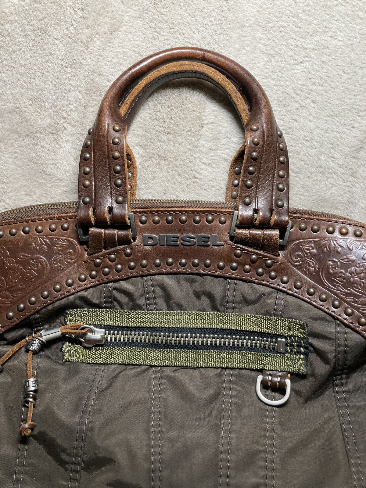 Diesel × Vintage ⛩️Vintage Diesel Avant Garde Brown Mini Handbag leather nylon Size ONE SIZE - 2 Thumbnail
