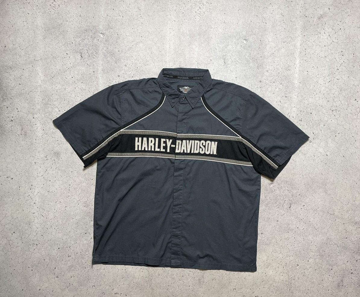 Harley Davidson × Vintage Vintage Short Sleeve Button Harley Davidson Big Logo Shirt Size US XXL / EU 58 / 5 - 1 Thumbnail