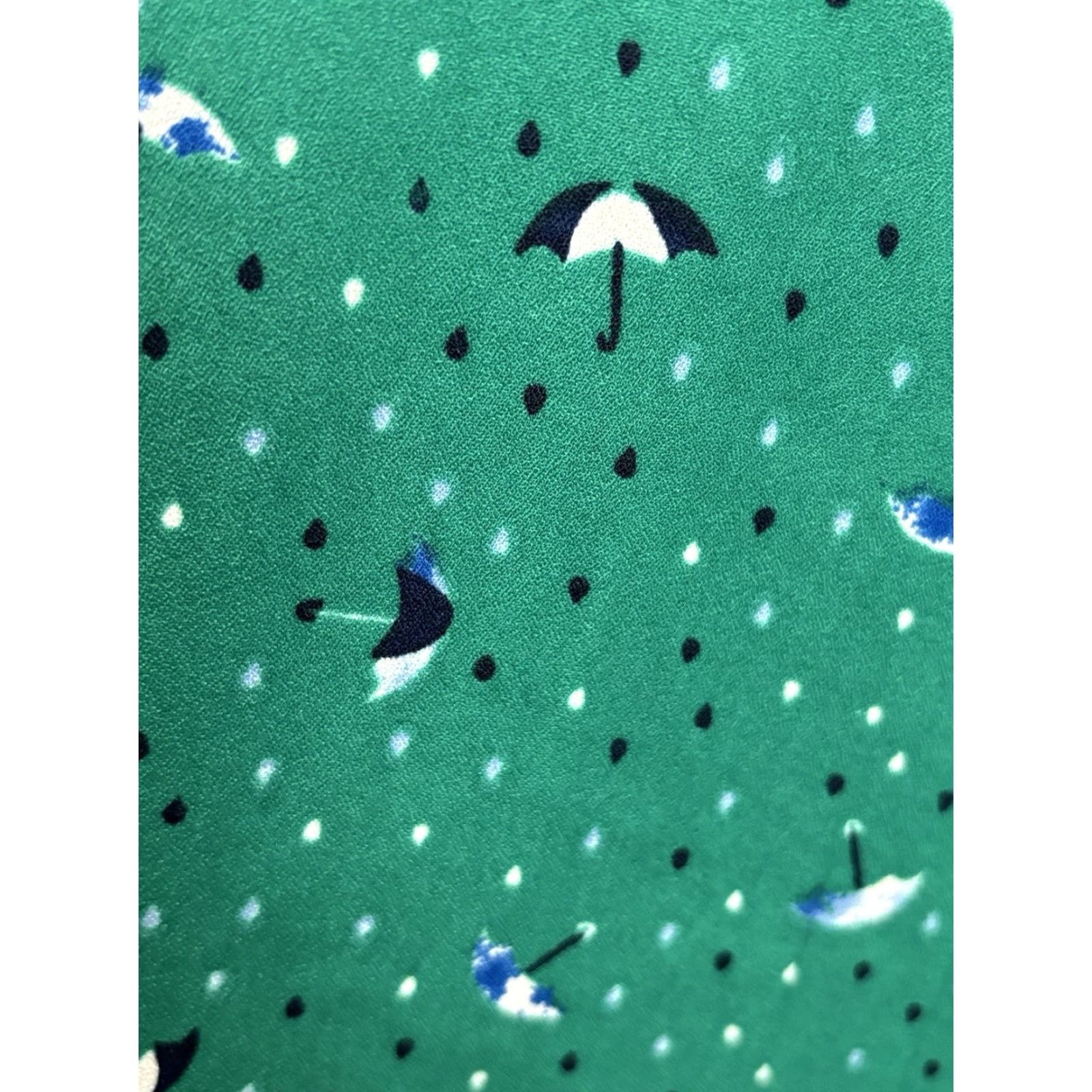 Vintage Catherines Top Blouse Womens 3X Plus Green Umbrellas Print Chiffon Tie Sleeve Button Up Size XXL / US 16-18 / IT 52-54 - 7 Thumbnail