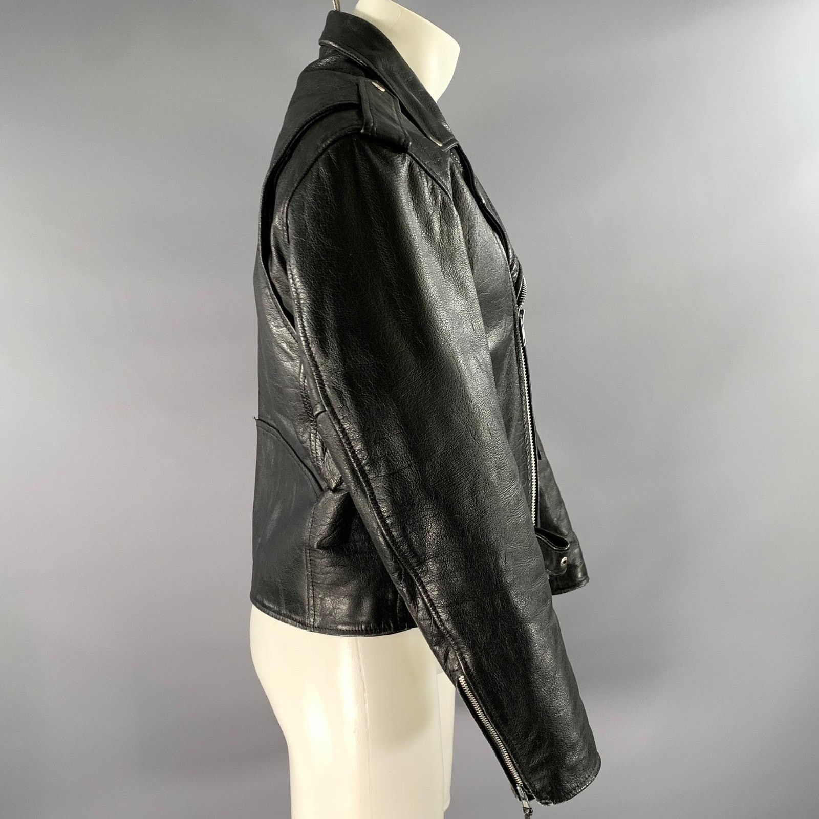 Other UNIK Size 42 Black Leather Moto Racer Jacket Size US XL / EU 56 / 4 - 3 Thumbnail