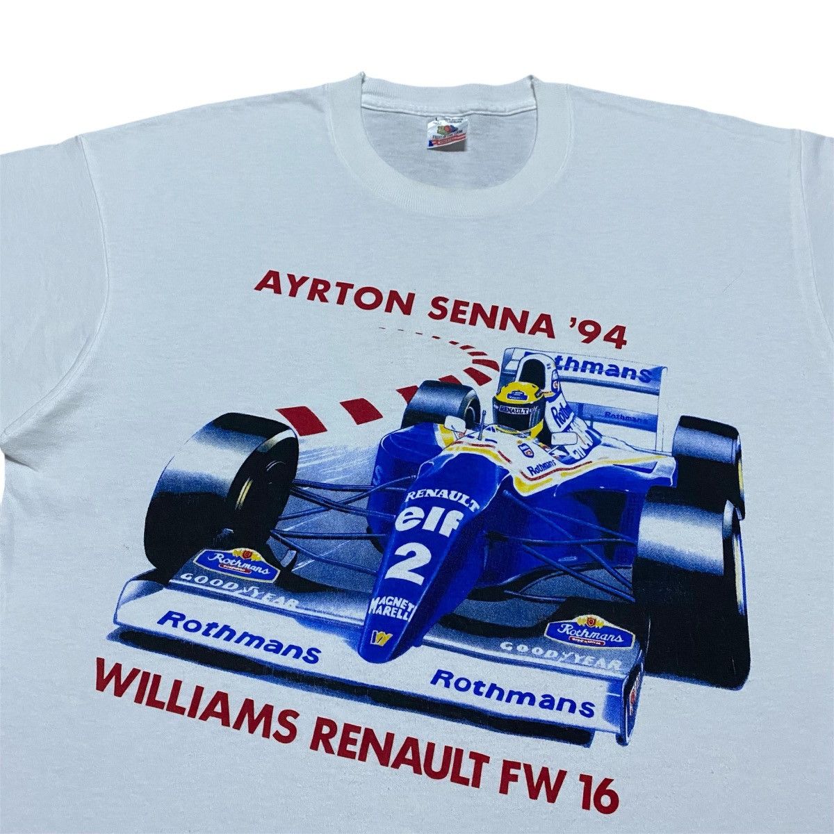 Formula 1 × Vintage Rare‼️🔥Vintage Ayrton Senna 90's Williams Renault F16 T-Shirt Size US M / EU 48-50 / 2 - 3 Thumbnail