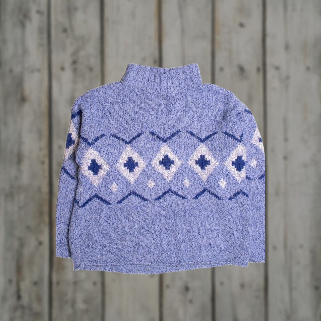 Vintage VINTAGE Magic Line Sweater Blue Large Diamond Pattern Knit Pullover Size L / US 10 / IT 46 - 1 Thumbnail