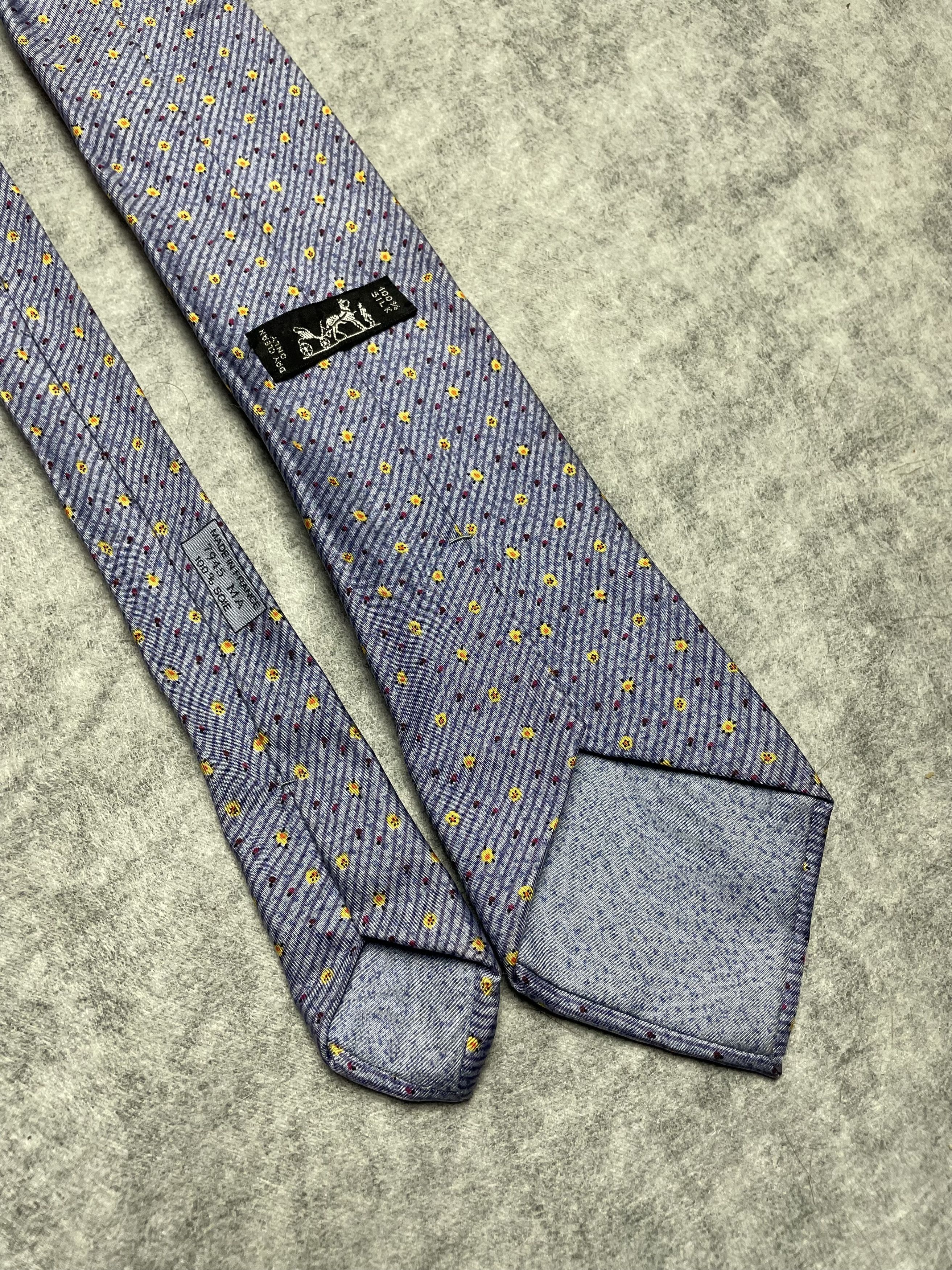 Hermes HERMES Paris 7945 MA Blue Strip Print Silk Tie Size ONE SIZE - 2 Thumbnail