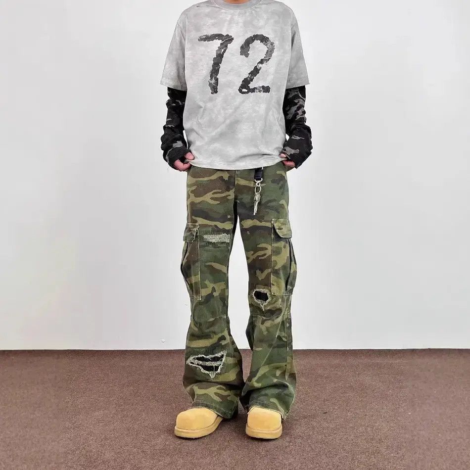 Japanese Brand Retro loose camouflage pocket jeans Size US 32 / EU 48 - 4 Thumbnail